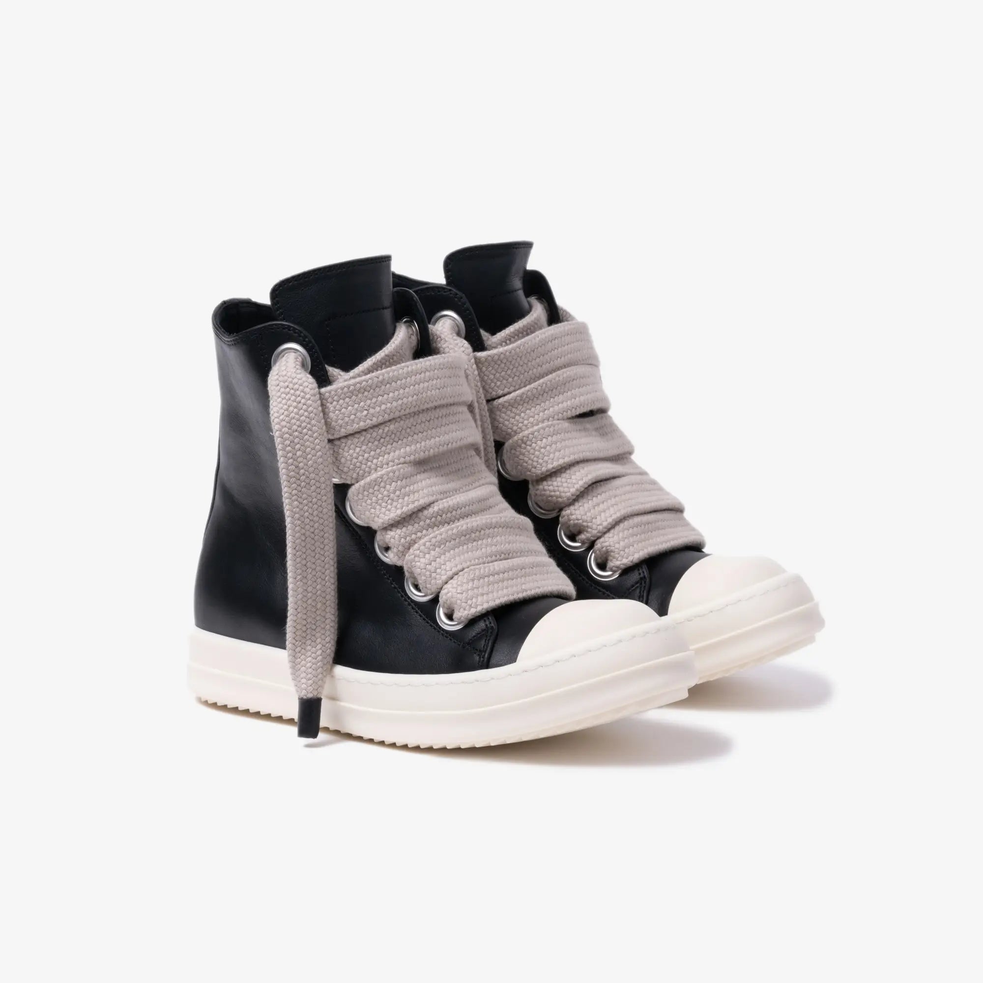Rick Owens Womens Jumbolace High - Top Leather Sneakers Black - 1