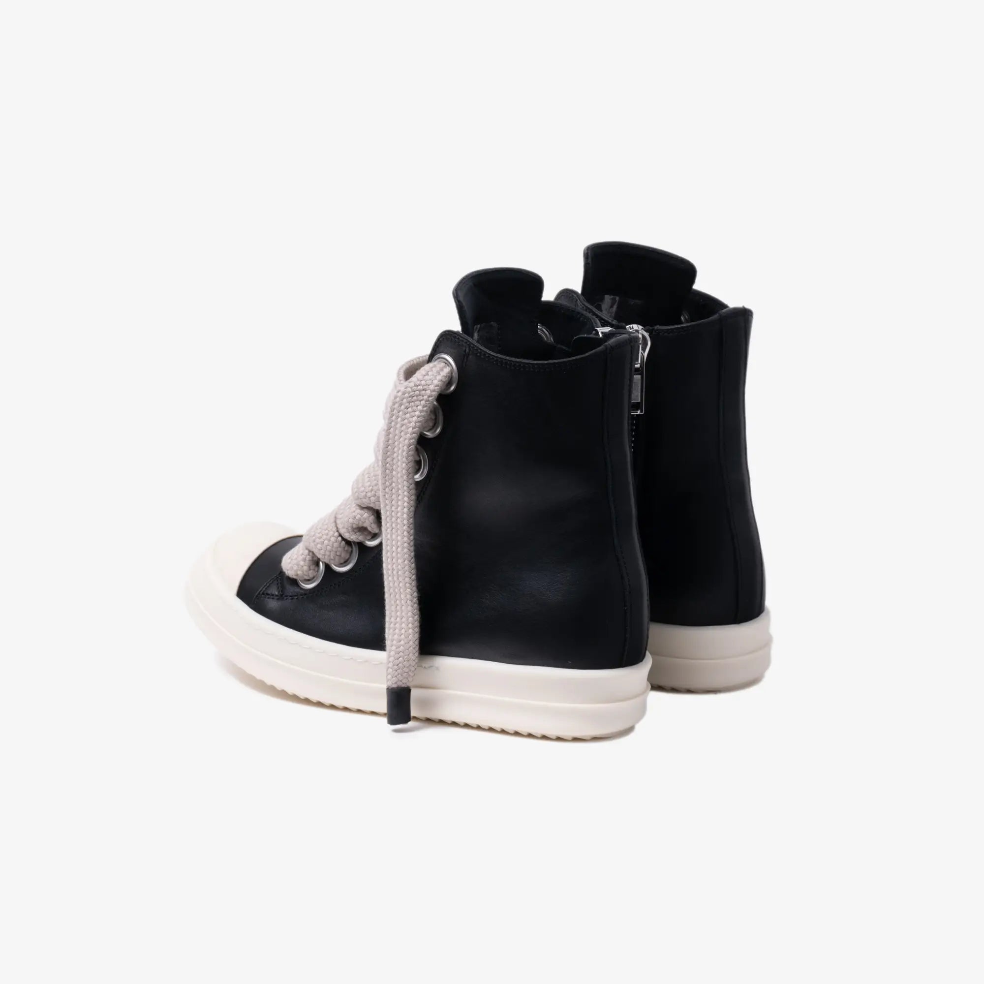 Rick Owens Womens Jumbolace High - Top Leather Sneakers Black - 2