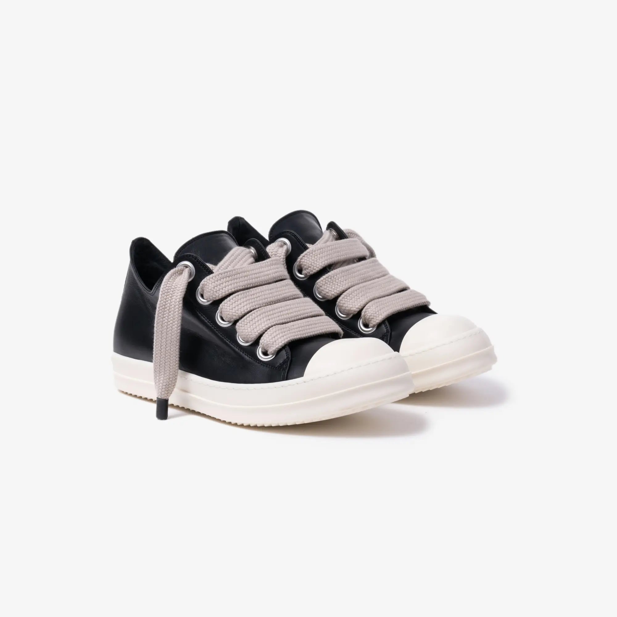 Rick Owens Jumbolace Low - Top Leather Sneakers Black - 1