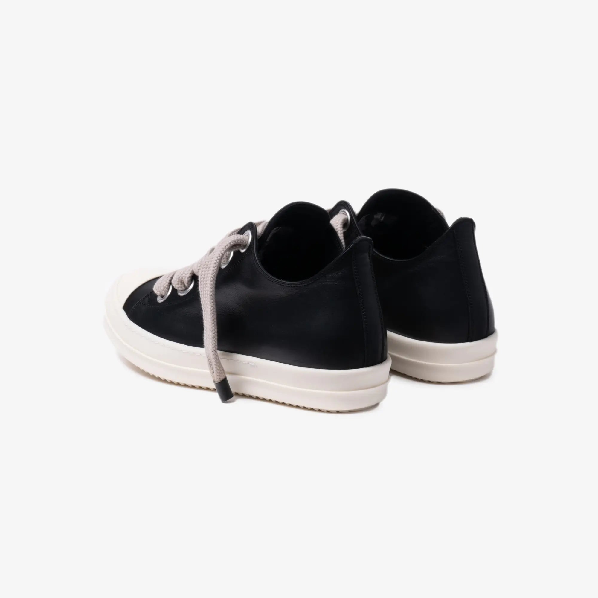 Rick Owens Jumbolace Low - Top Leather Sneakers Black - 5