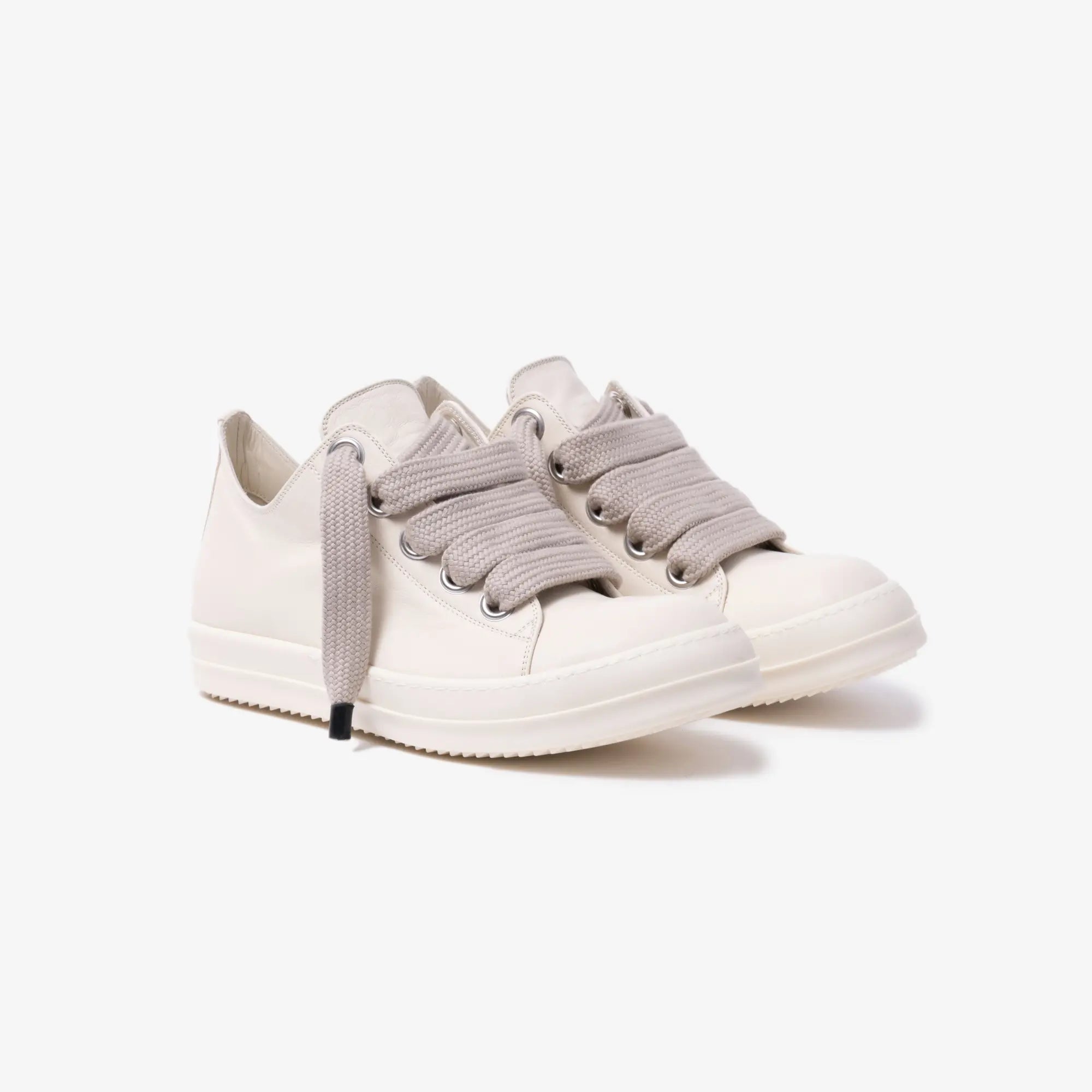 Rick Owens Jumbolace Low - Top Leather Sneakers Milk/Milk/Milk - 1
