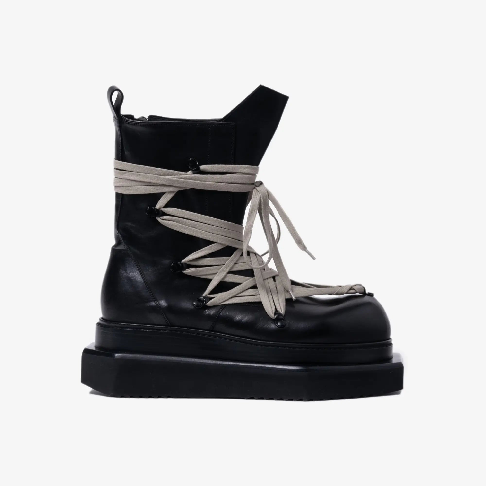 Rick Owens Megalace Turbo Cyclops Leather Boots Black - 3