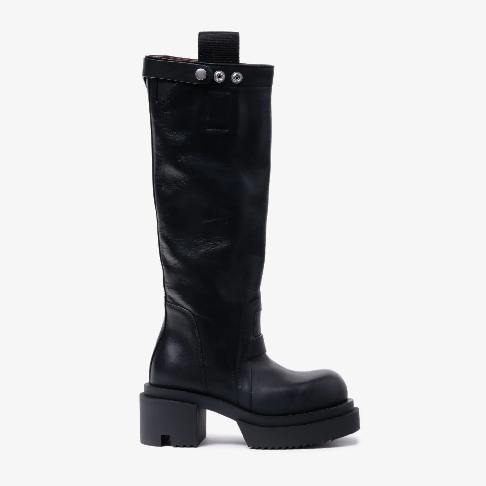Rick Owens Womens Knee Pull On Bogun Leather Boots Black - 4
