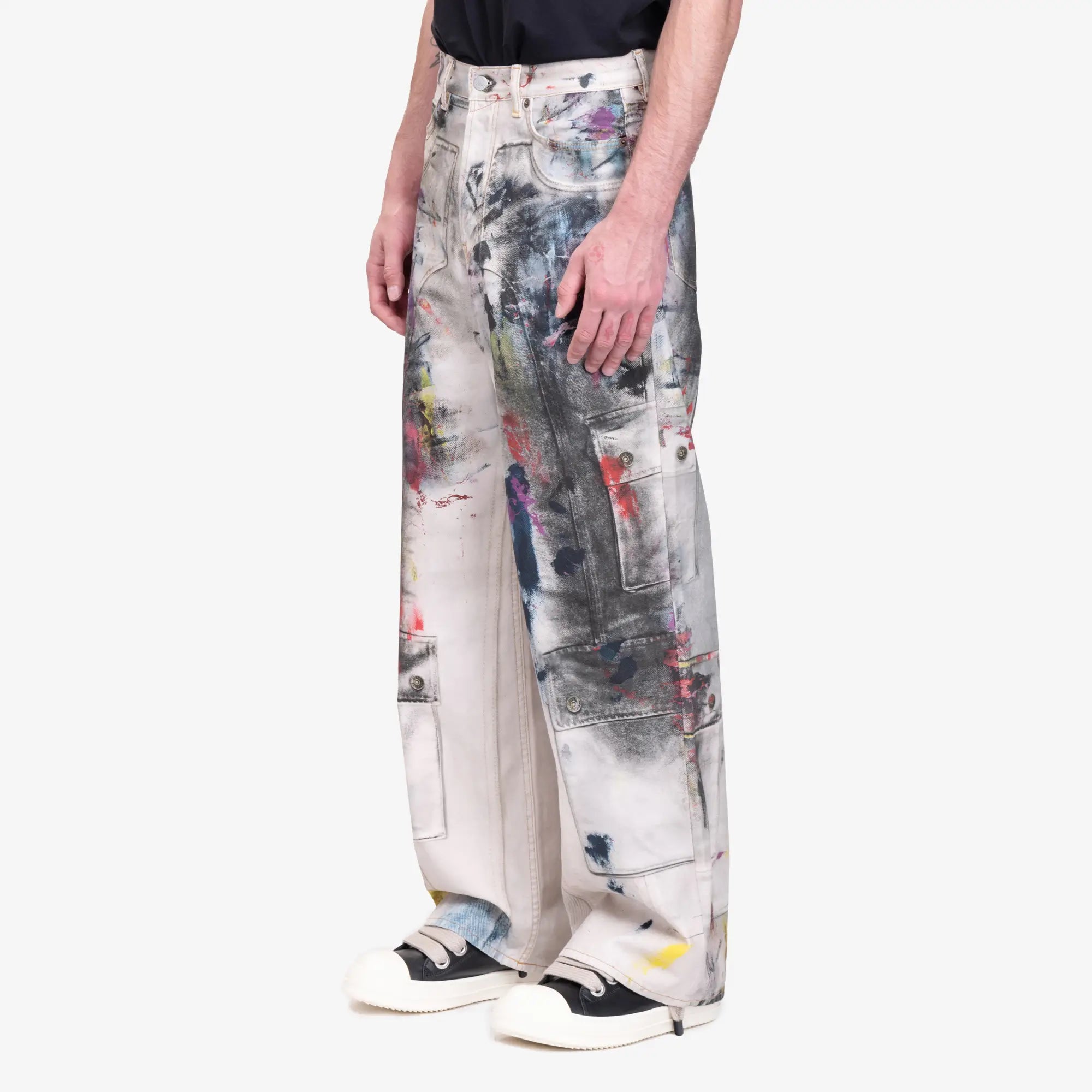 Acne Studios 1981M Trompe L'oeil Baggy Fit Jeans in White