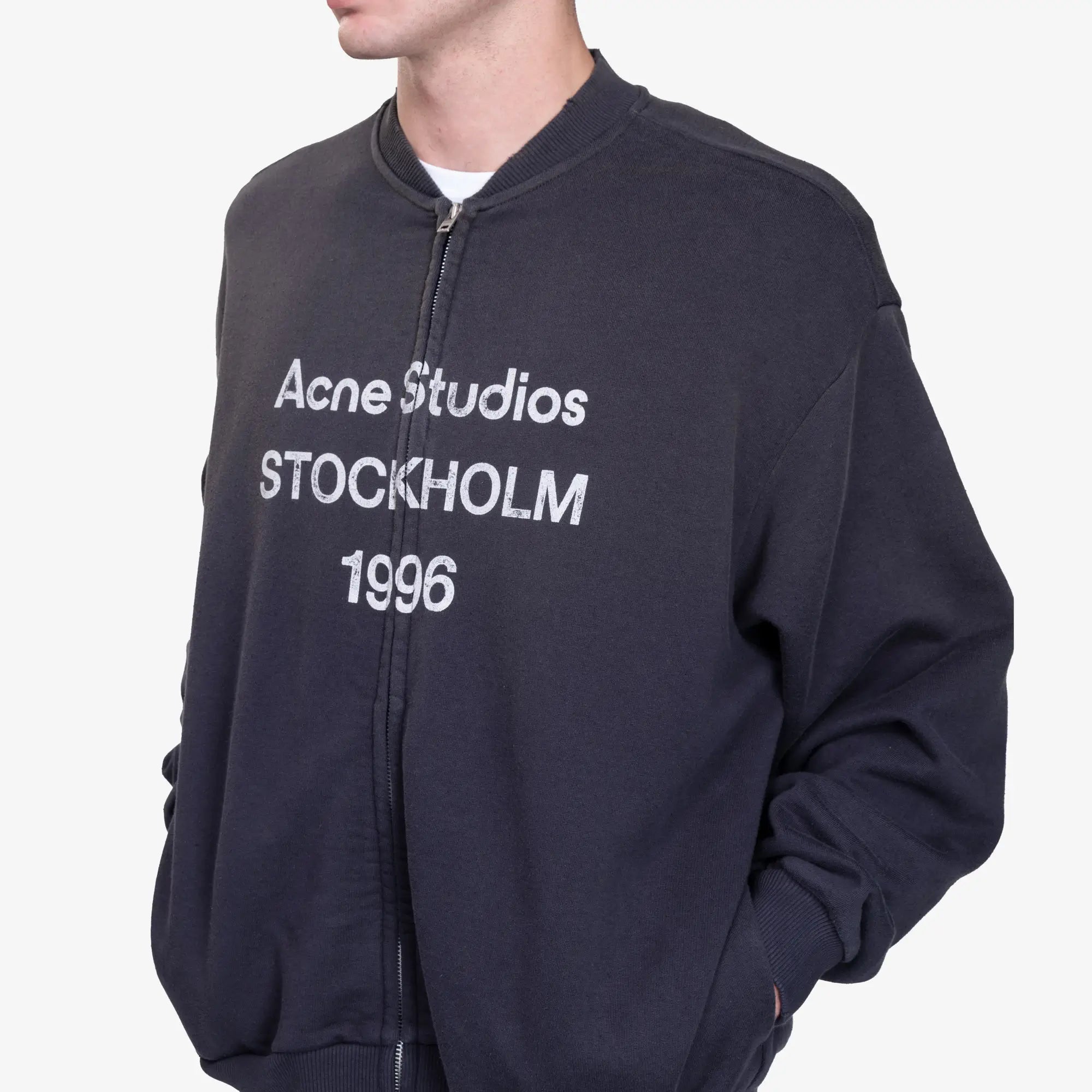 Acne Studios Zip Sweater Logo Jacket Black - 5