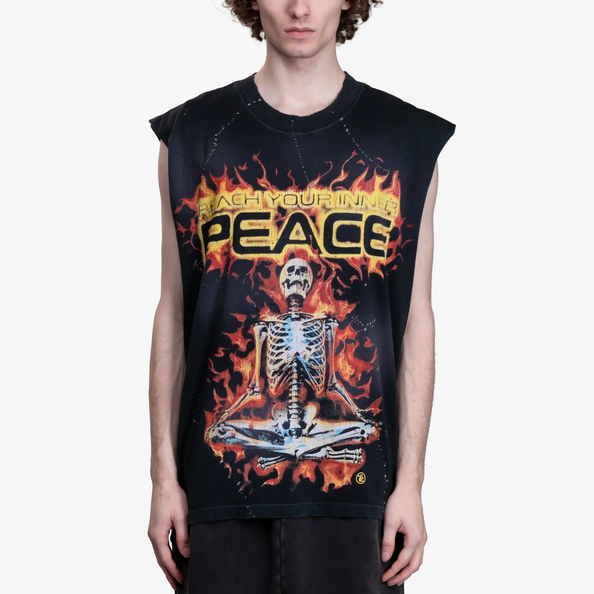 HELLSTAR Inner Peace Skeleton Cut Off T-Shirt Black - 1
