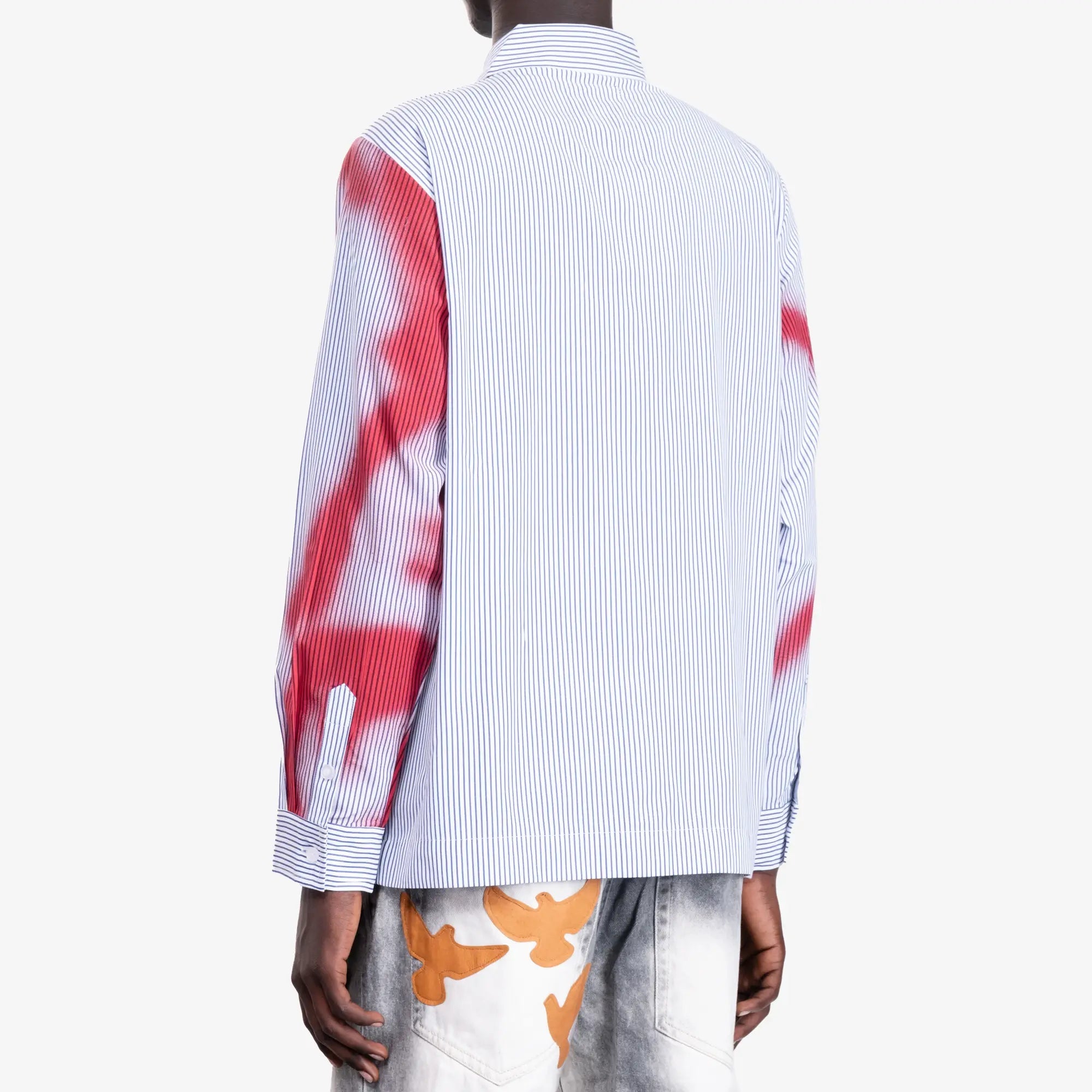 KidSuper Blurry Face Airbrush Stripe Shirt Light Blue - 4