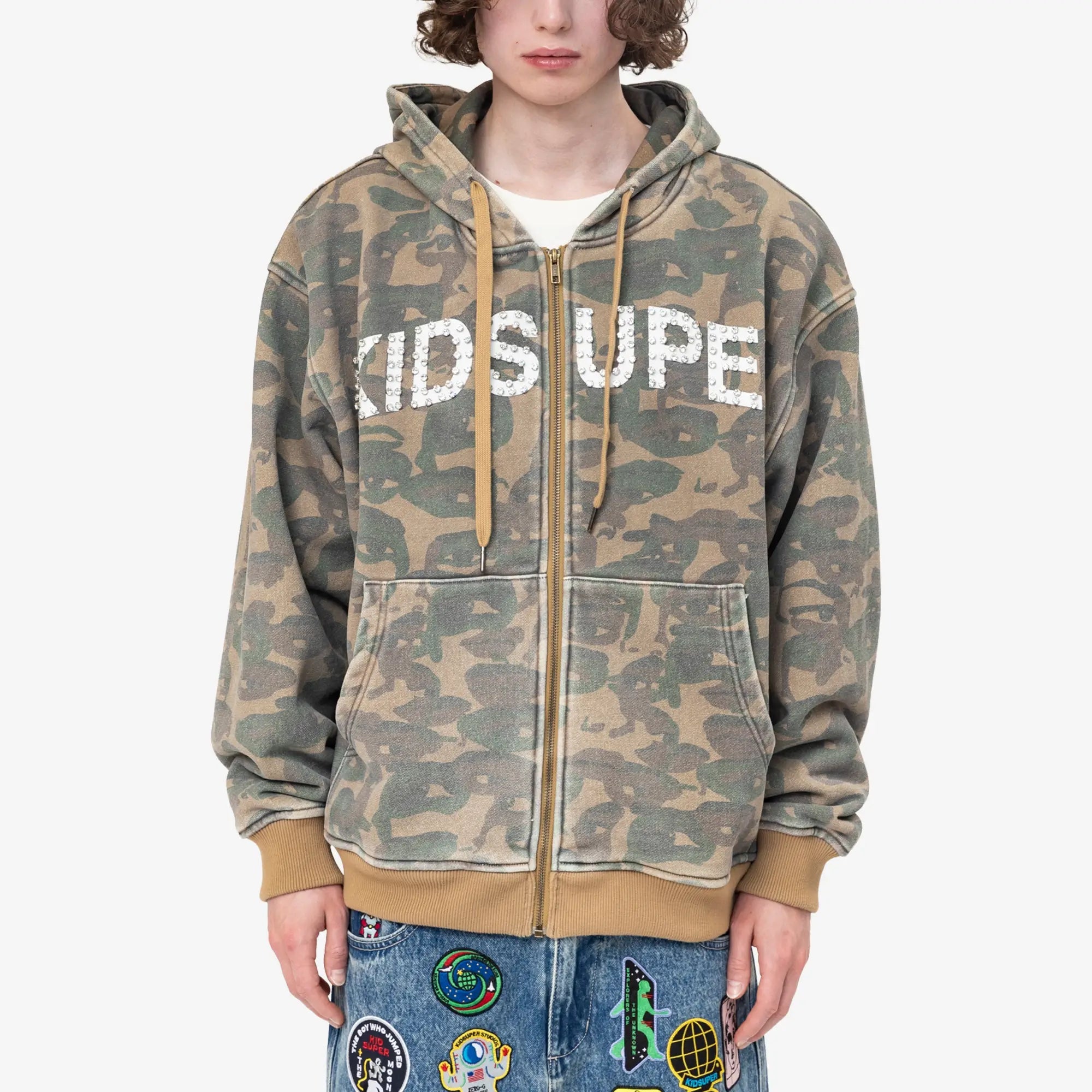 KidSuper Face Camo Hoody Dark Green - 1