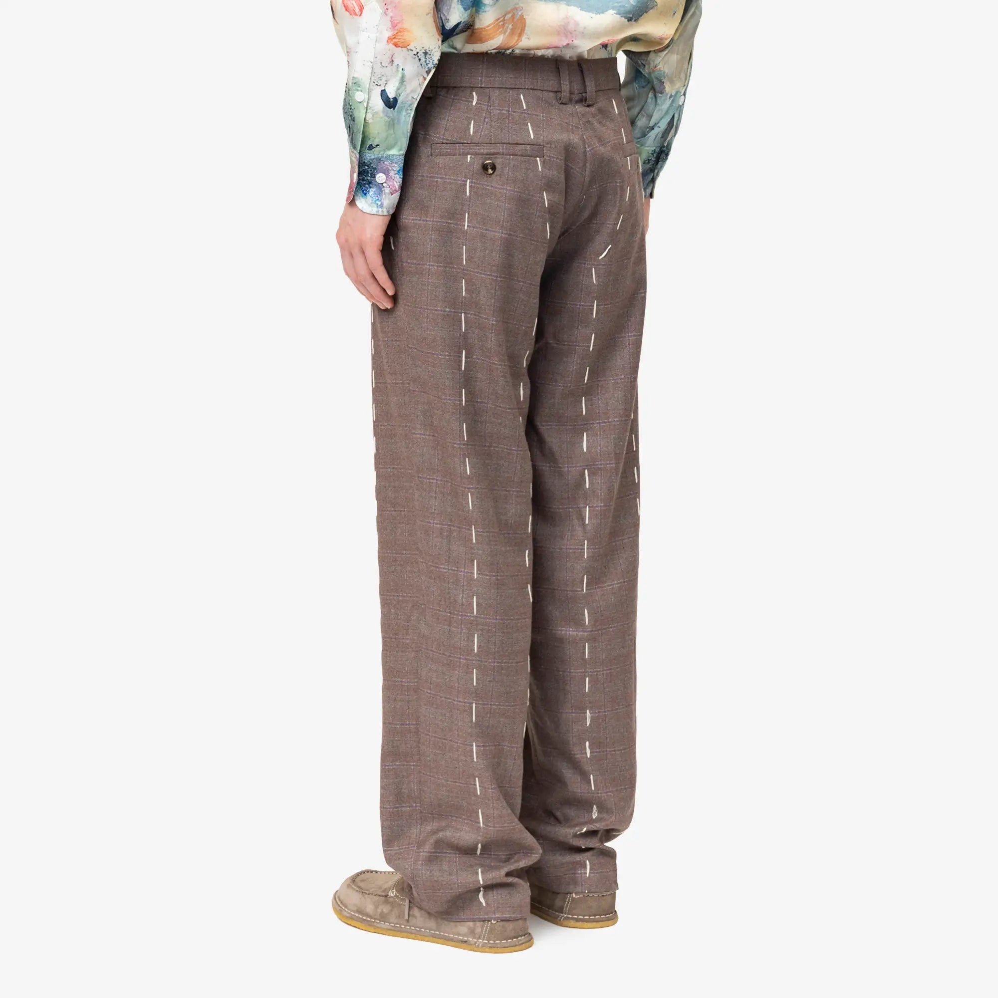 KidSuper Face Embroidered Suit Pants Brown - 4