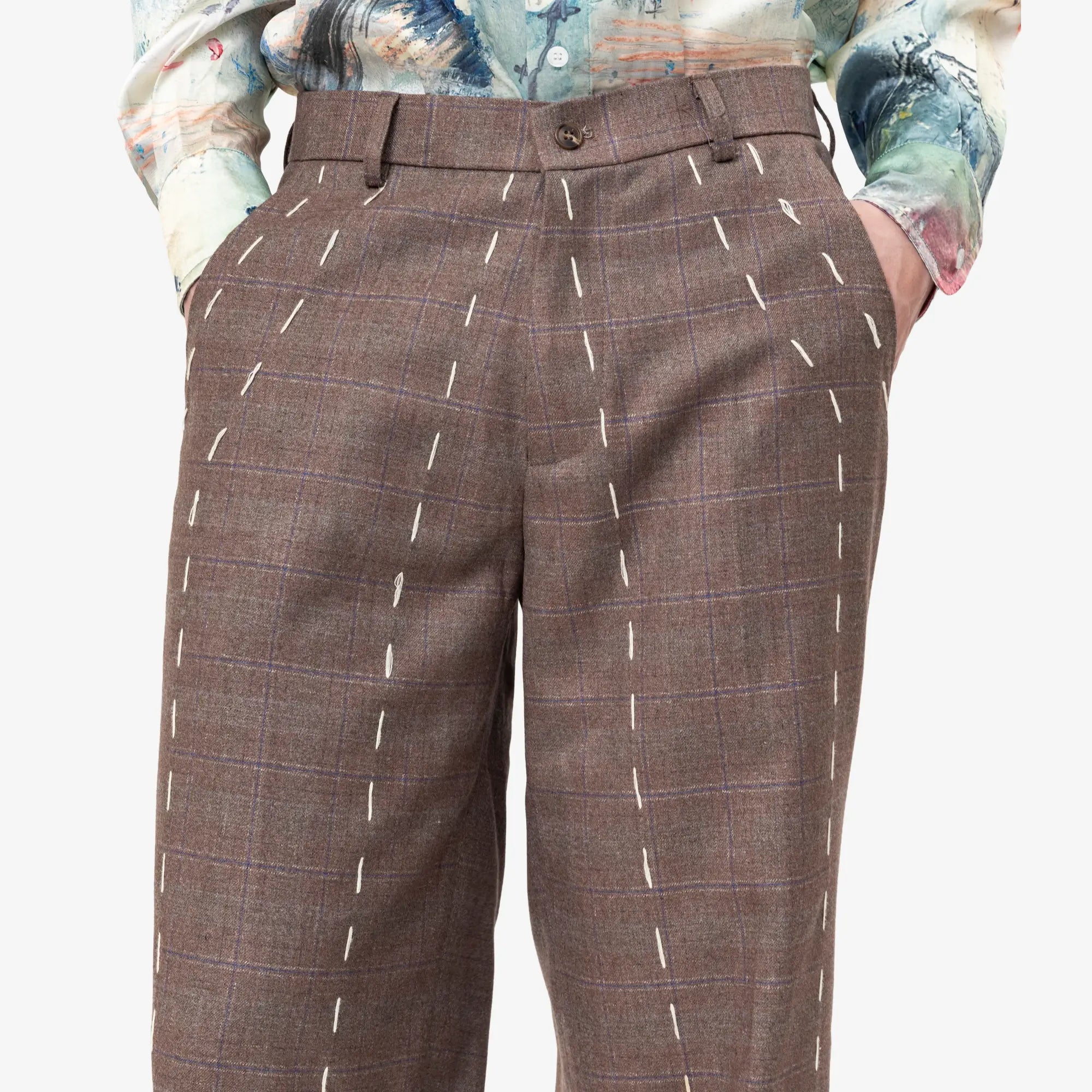 KidSuper Face Embroidered Suit Pants Brown - 5