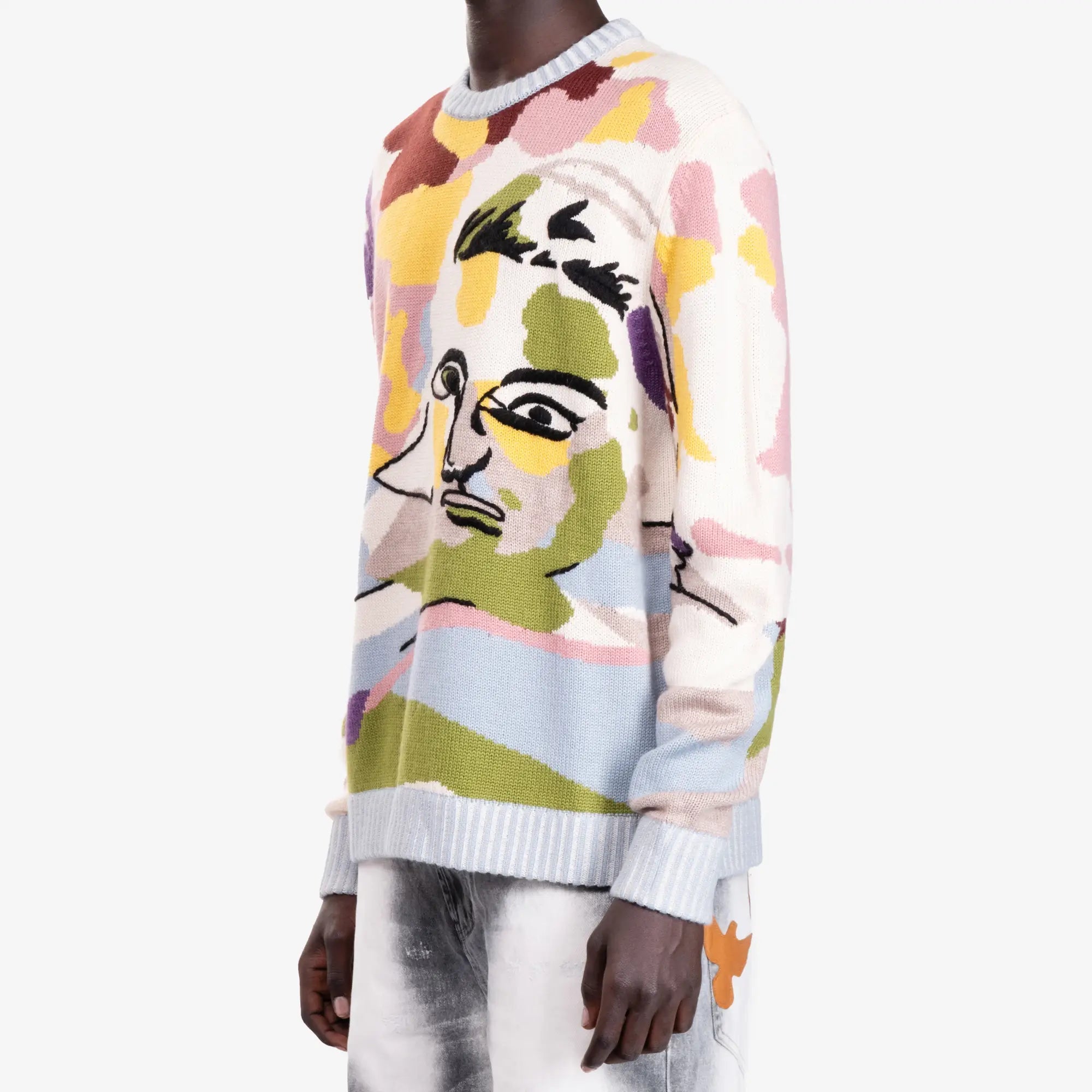 KidSuper Hand Emb Jacquard Girl Face Sweater Multi - 3