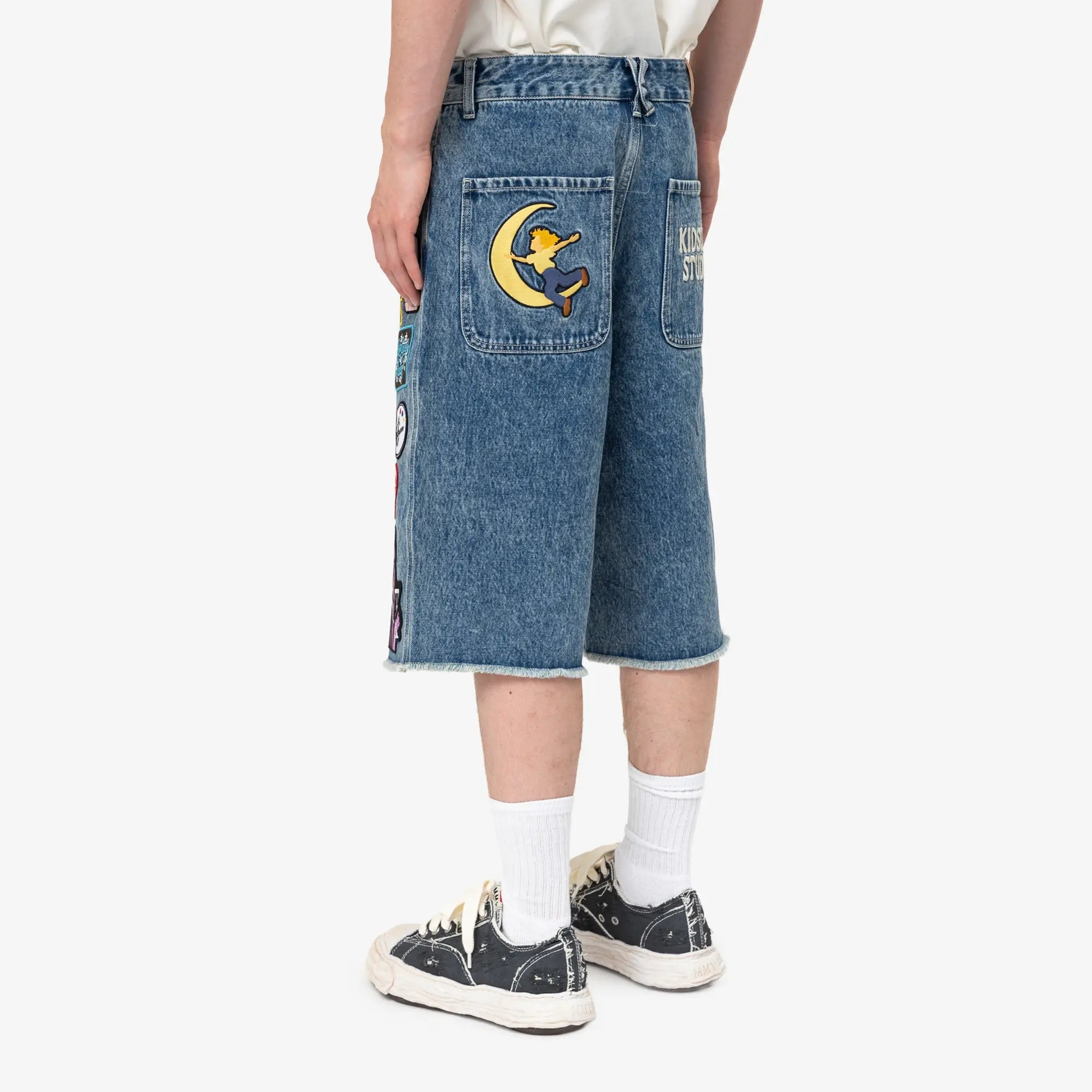 KidSuper Patches Denim Long Shorts Dark Blue - 4