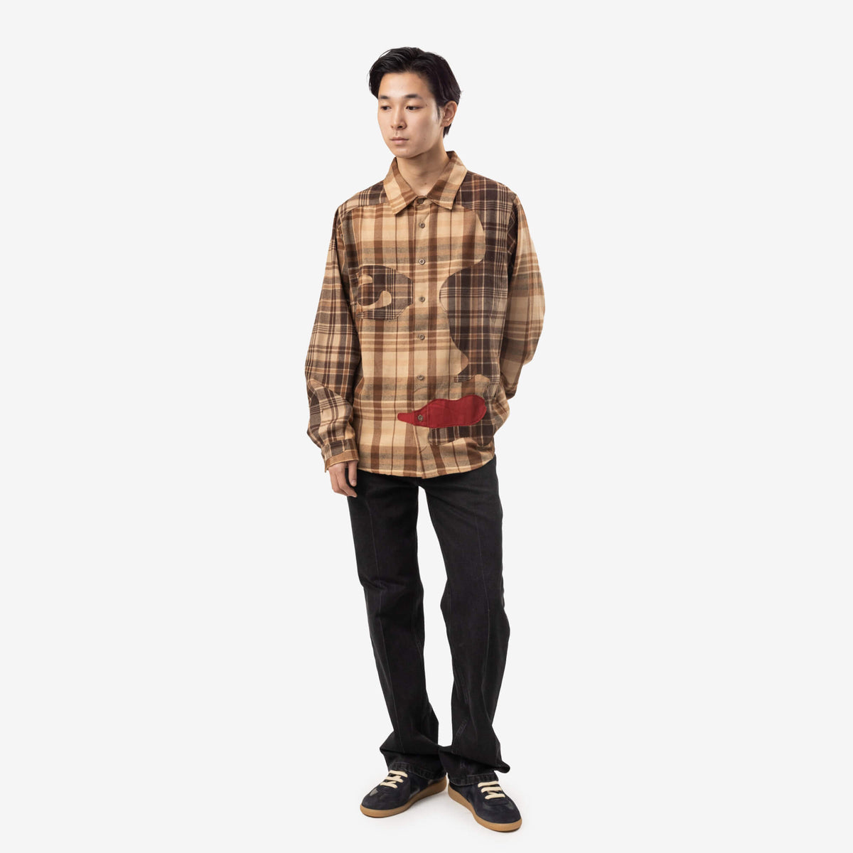KidSuper Patchwork Face Flannel Brown-2