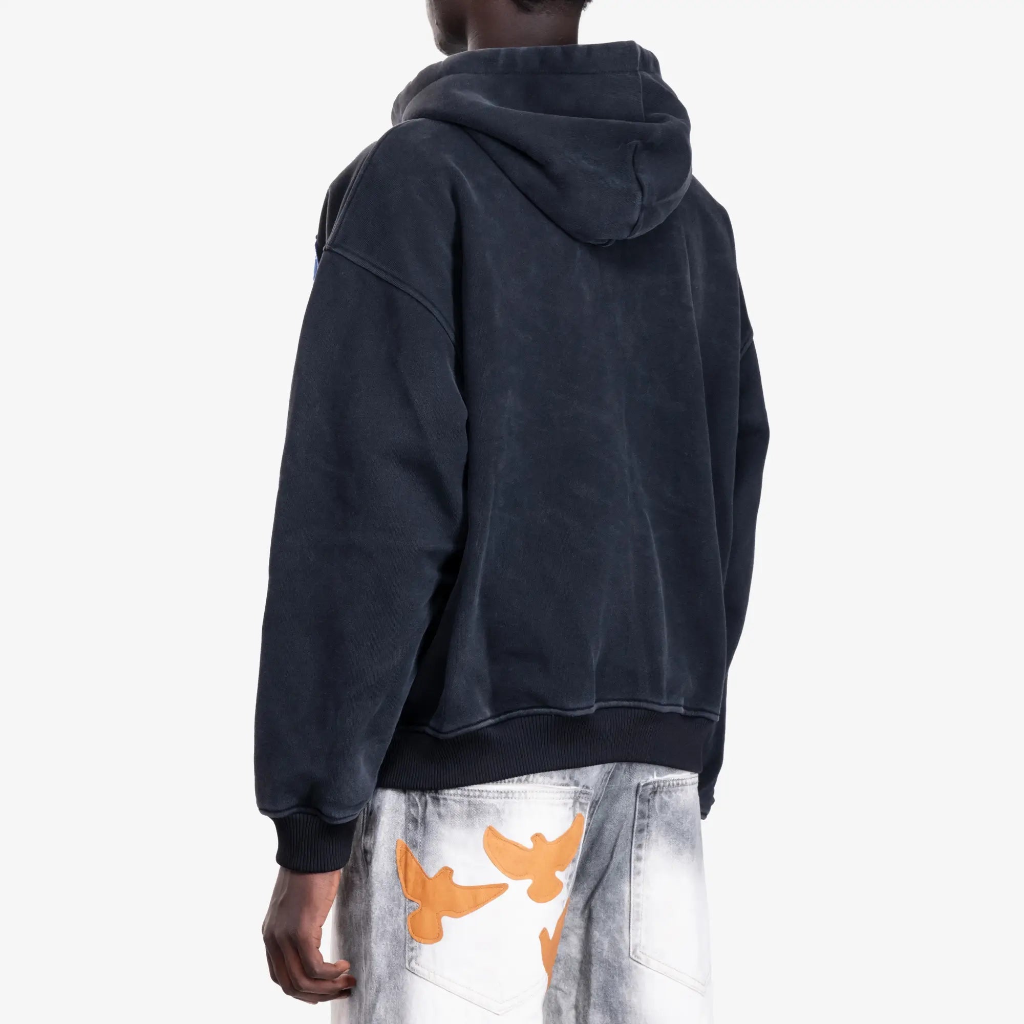 KidSuper Patchwork Face Heavy Zip Hoodie Black - 4