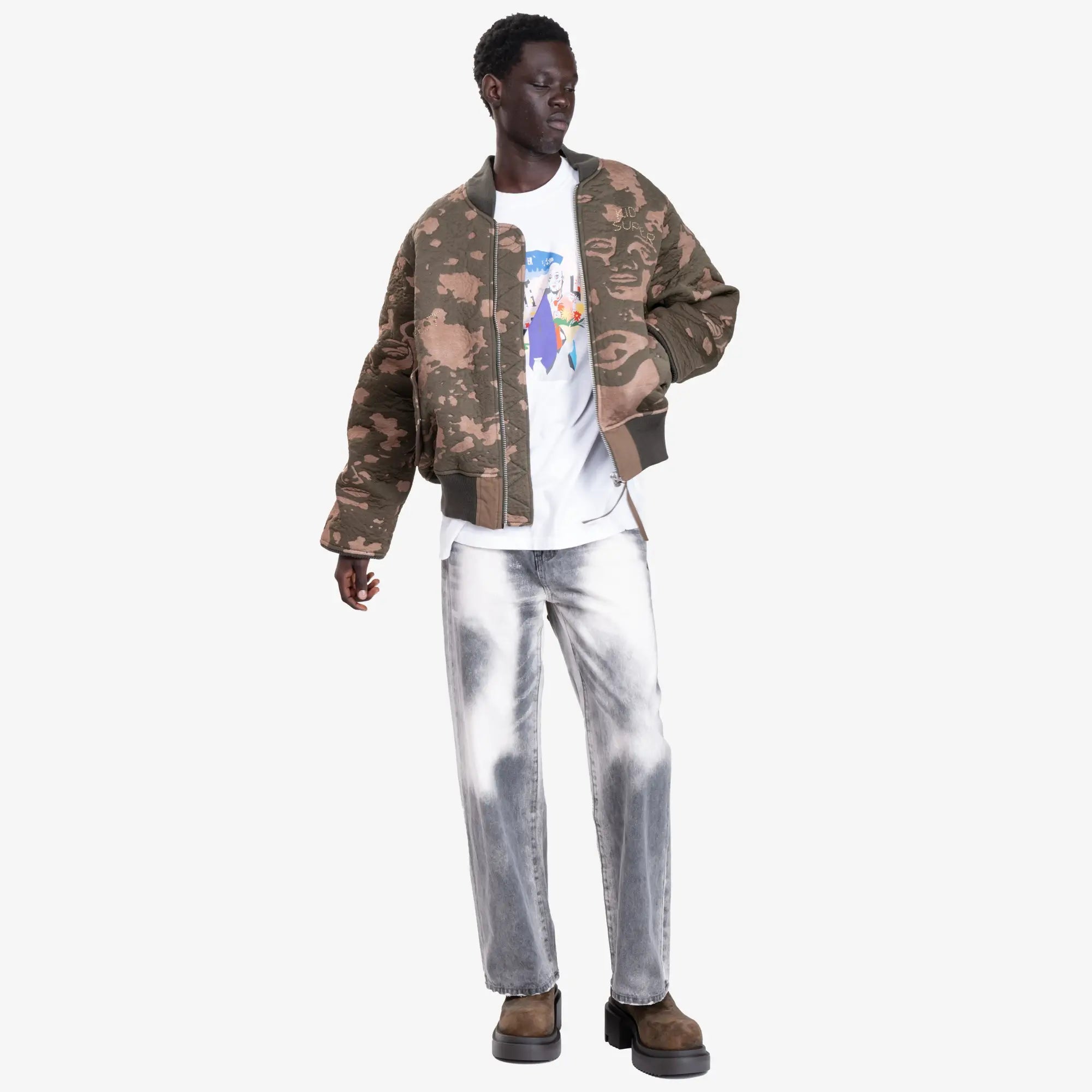 KidSuper Piet 3D Knit Bomber Jacket Camo - 2