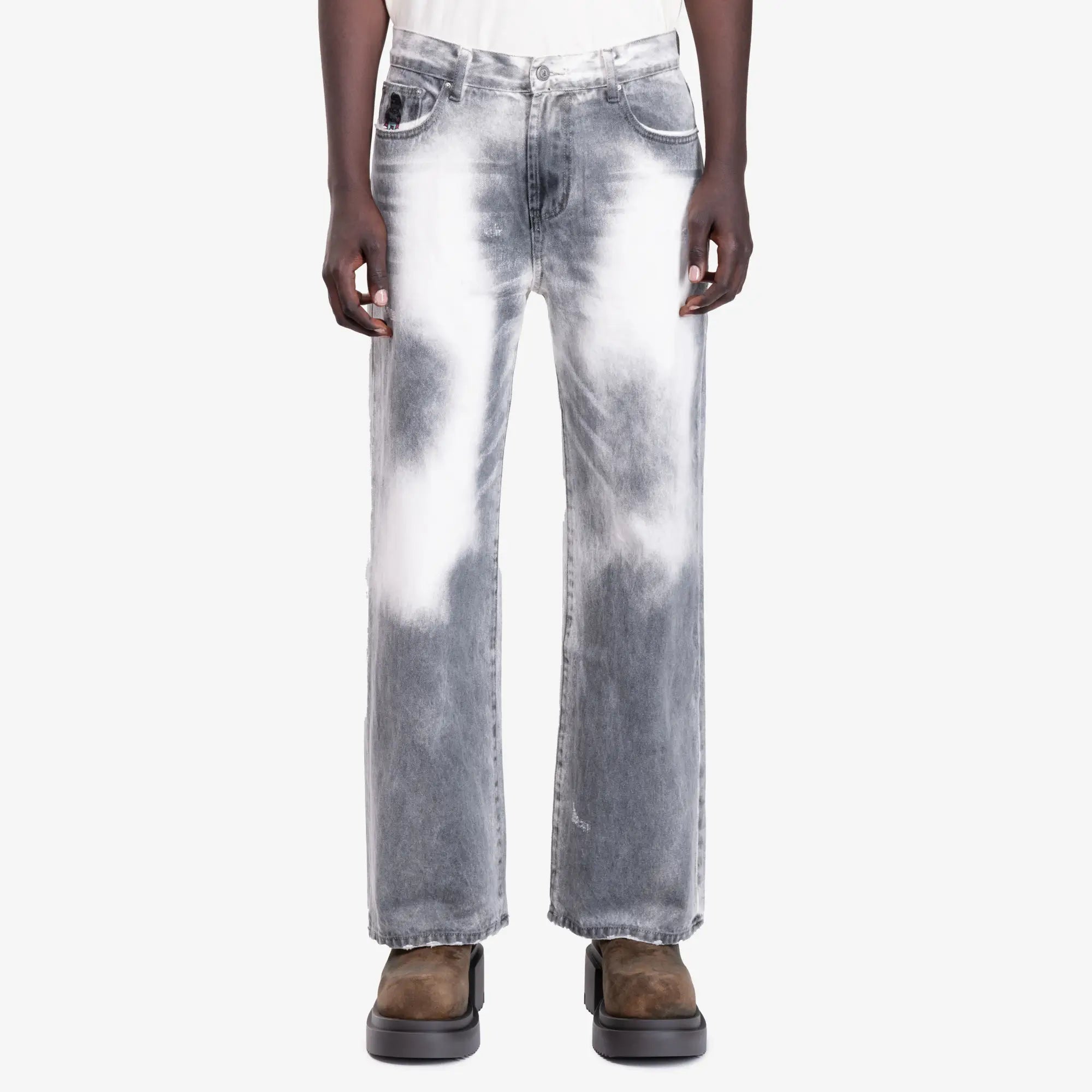 KidSuper White Washed Doves Jeans Grey - 1