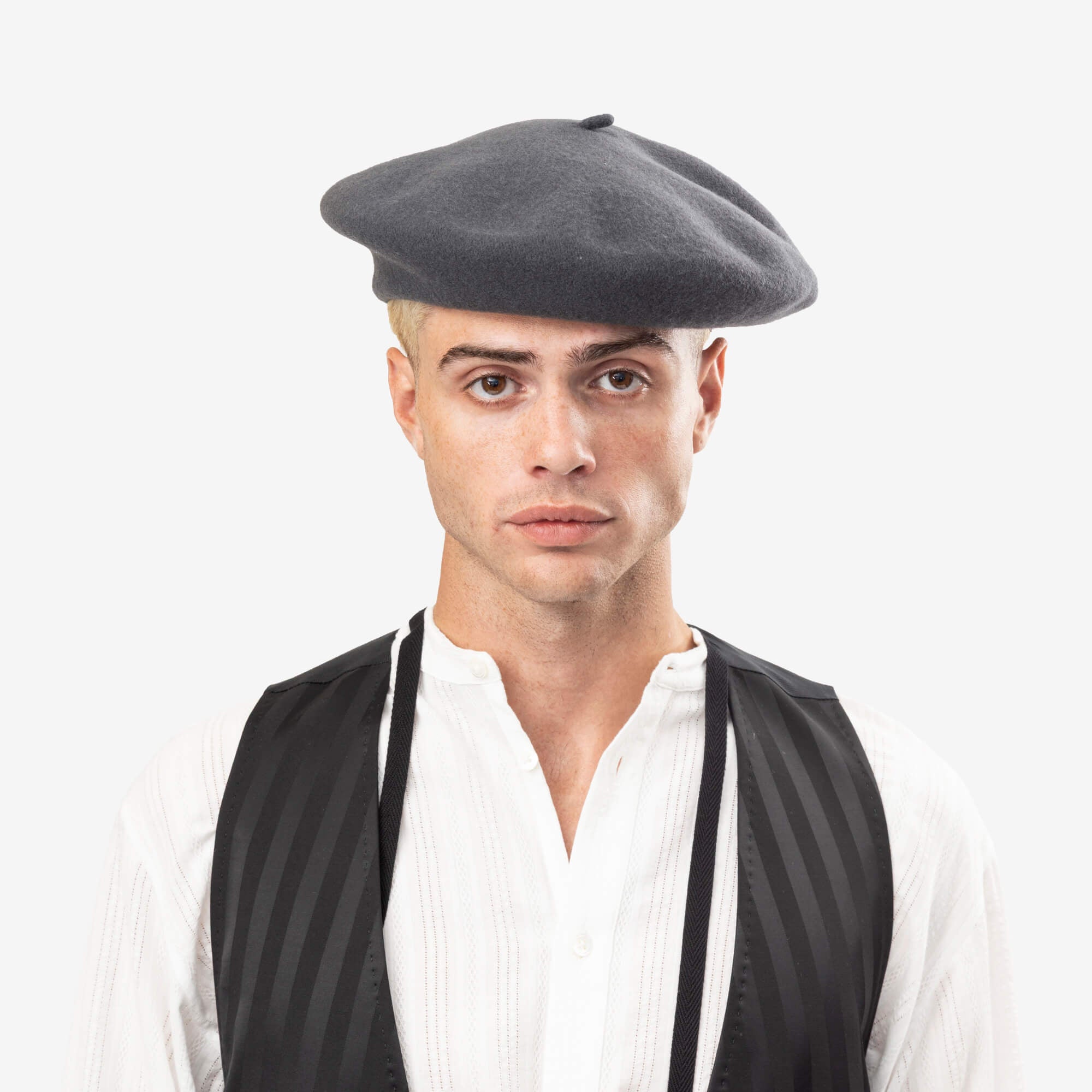Maison Margiela Four Stitch Wool Beret Carbon Grey-2
