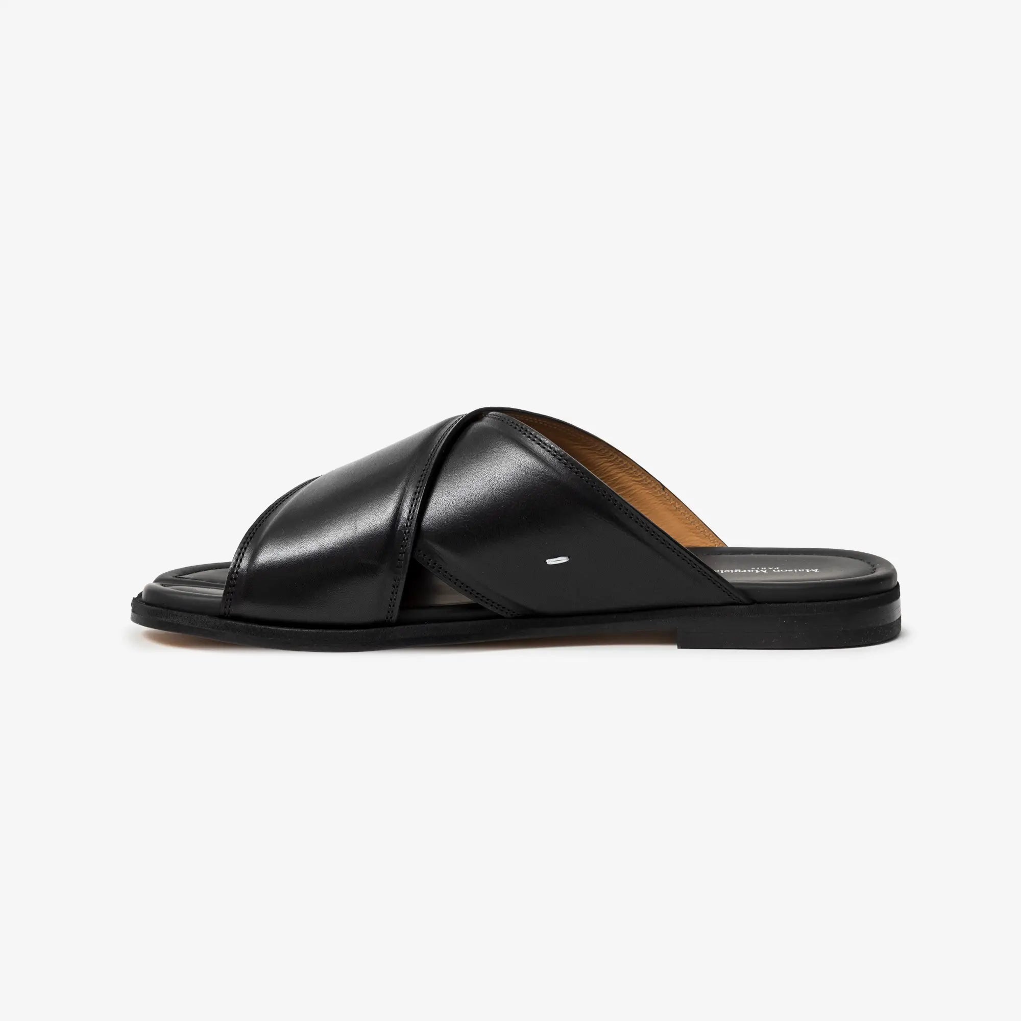 Maison Margiela Tabi Numbers Crossed Leather Sandals - Black