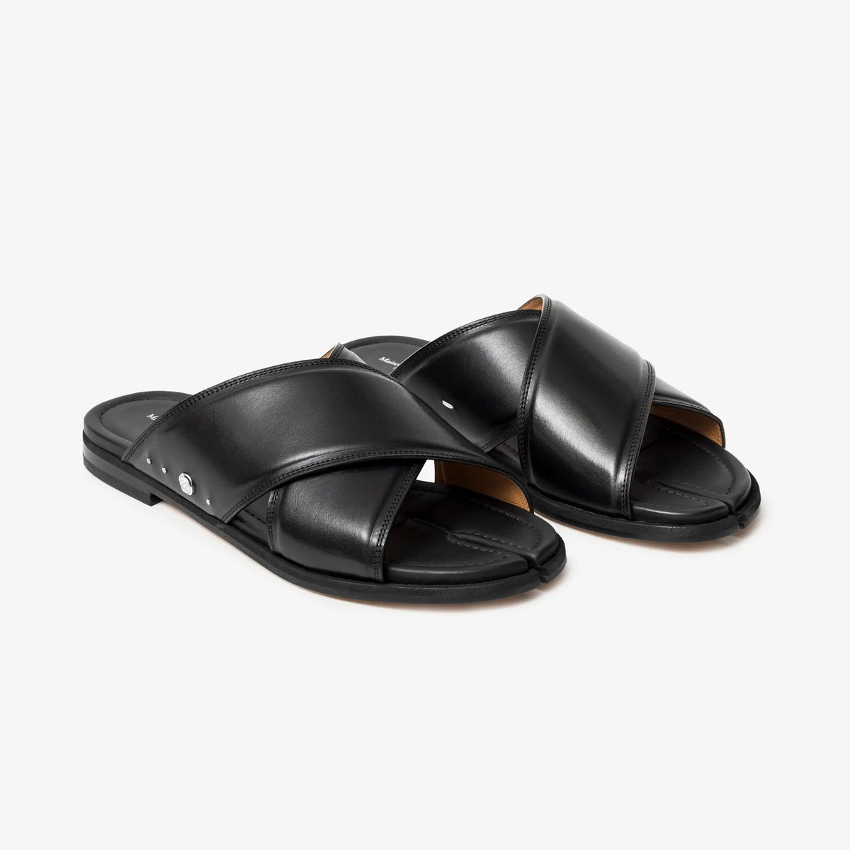 Maison Margiela Tabi Numbers Crossed Leather Sandals - Black Maison Margiela Tabi Numbers Crossed Leather Sandals - Black