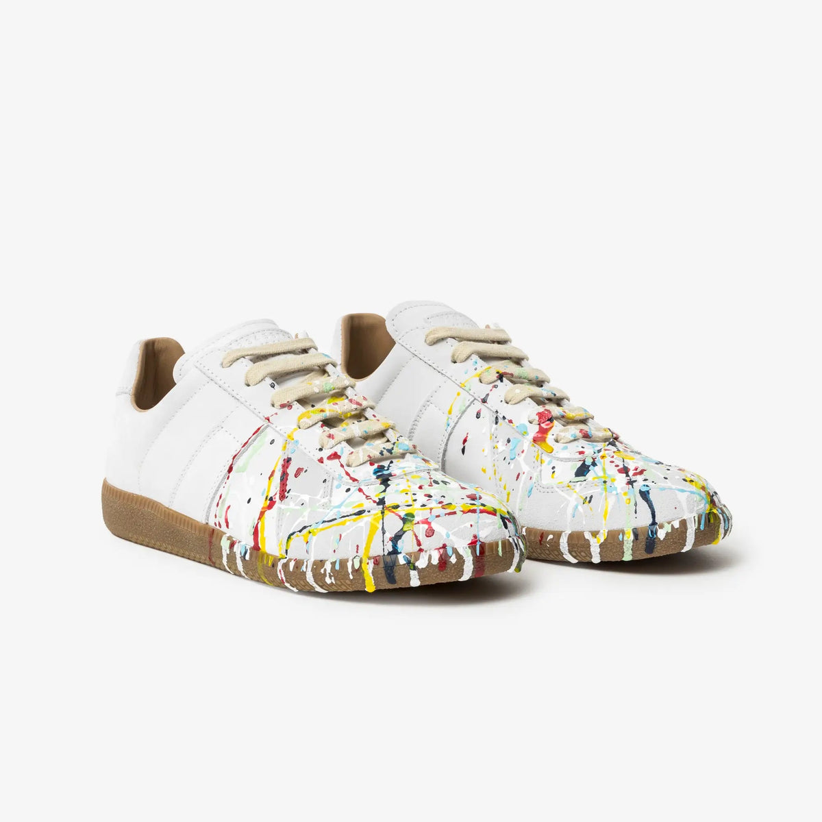Maison Margiela レプリカ ペイント レザースニーカー Maison Margiela ペイント レプリカ スニーカーズ ホワイト｜Feuille