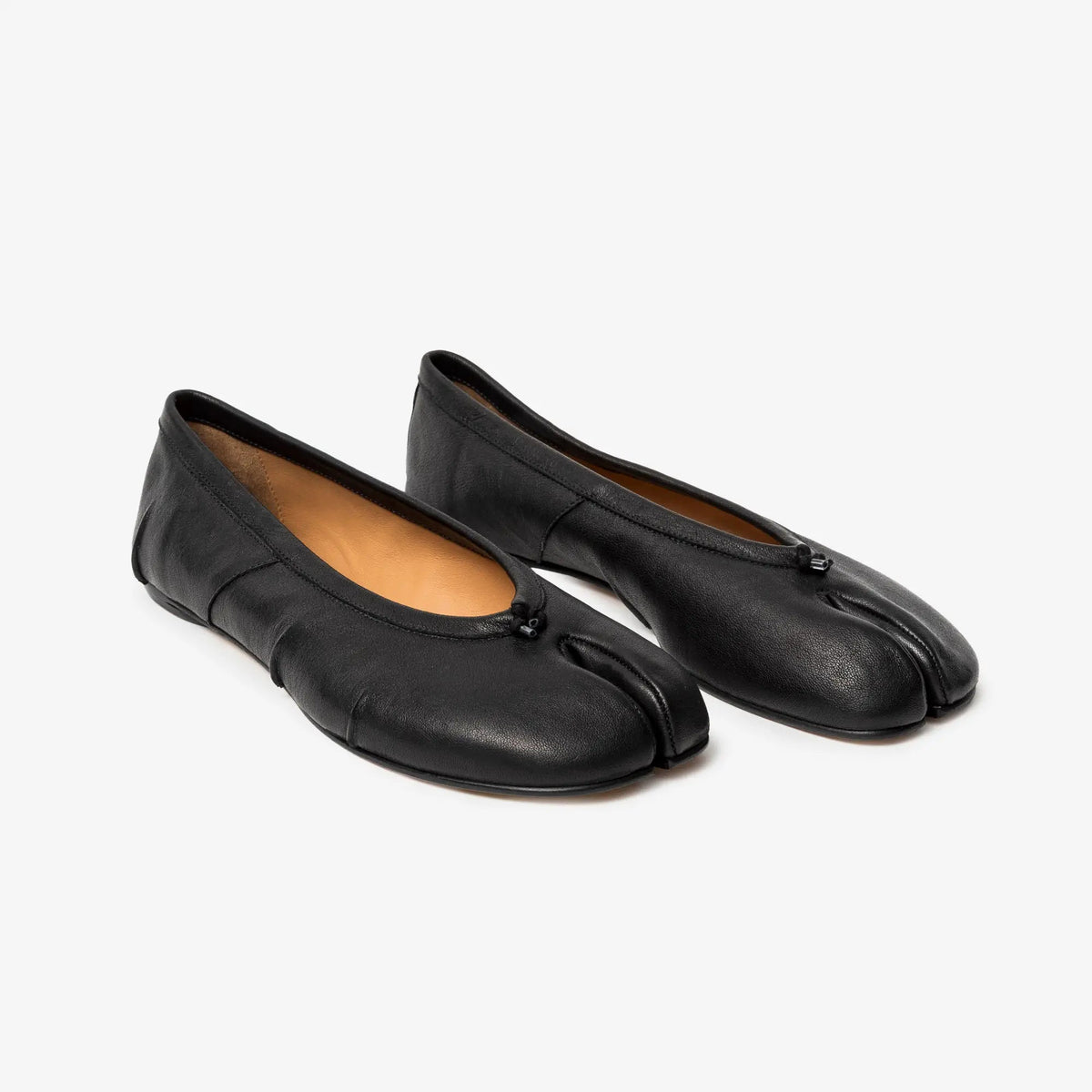 MaisonMargiela 足袋バレエ 38 ブラック tabi ballet Maison Margiela Women's Tabi New Ballerina Flats - Black Leather