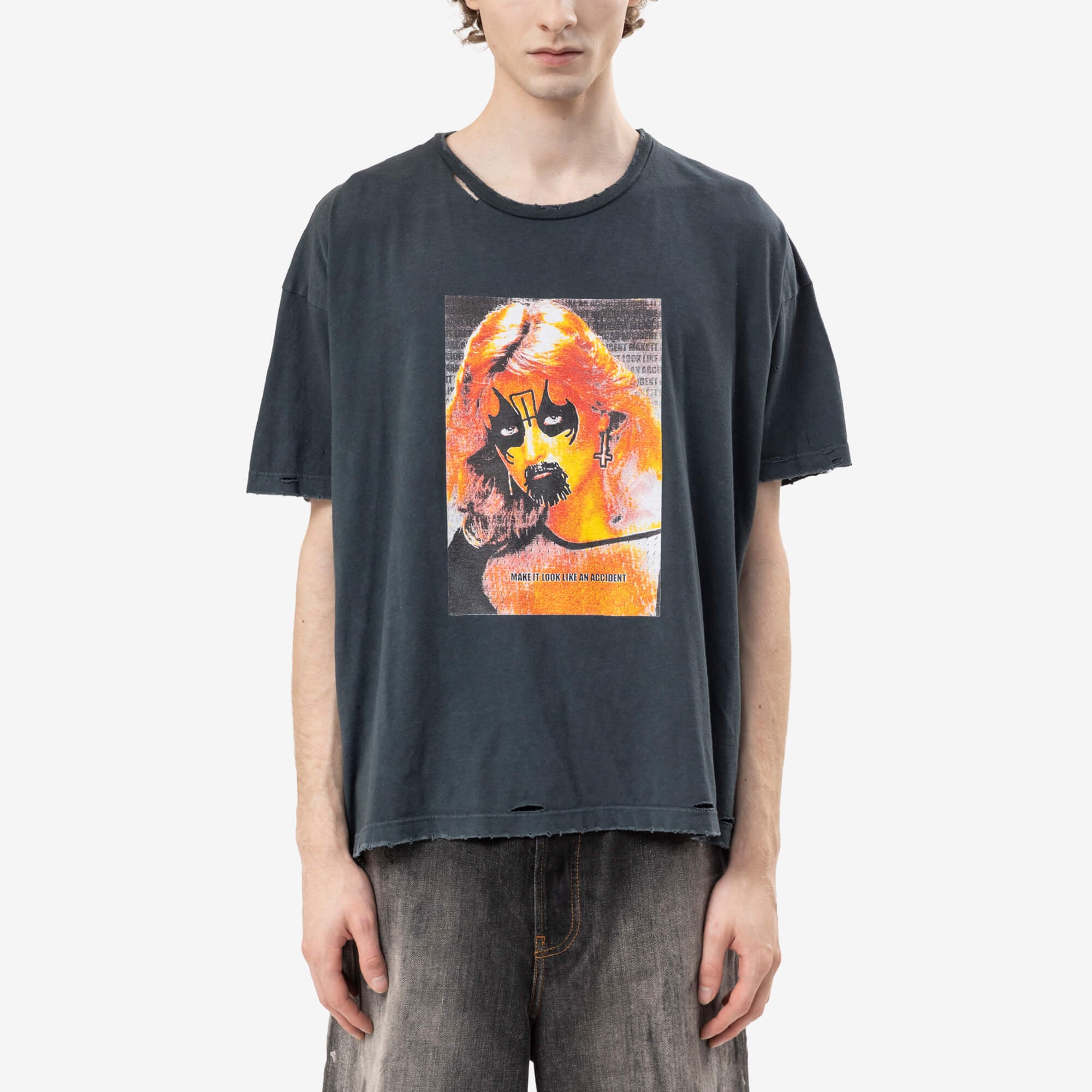 Marking Distance Distressed Accident T-Shirt Ash Black-1