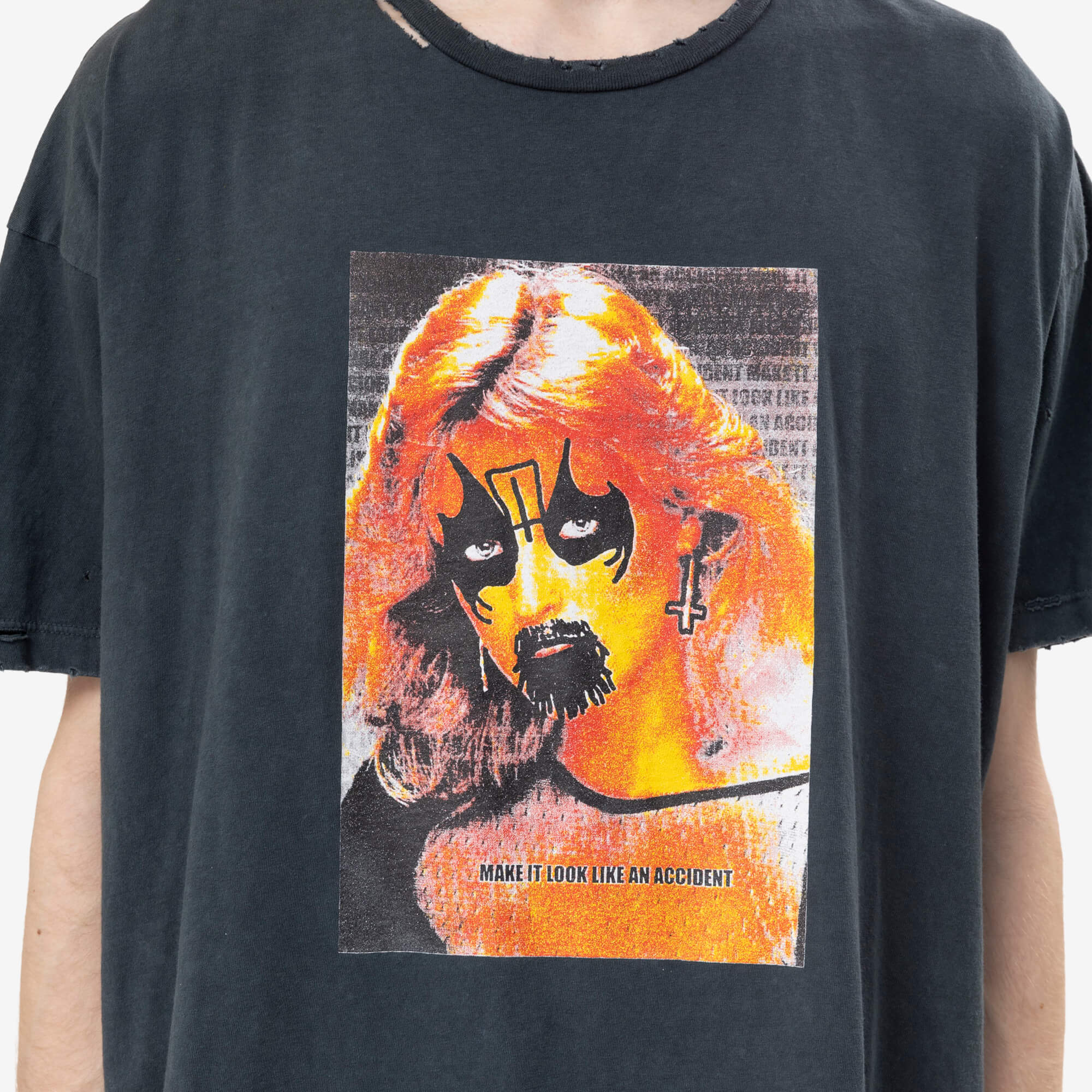 Marking Distance Distressed Accident T-Shirt Ash Black-5