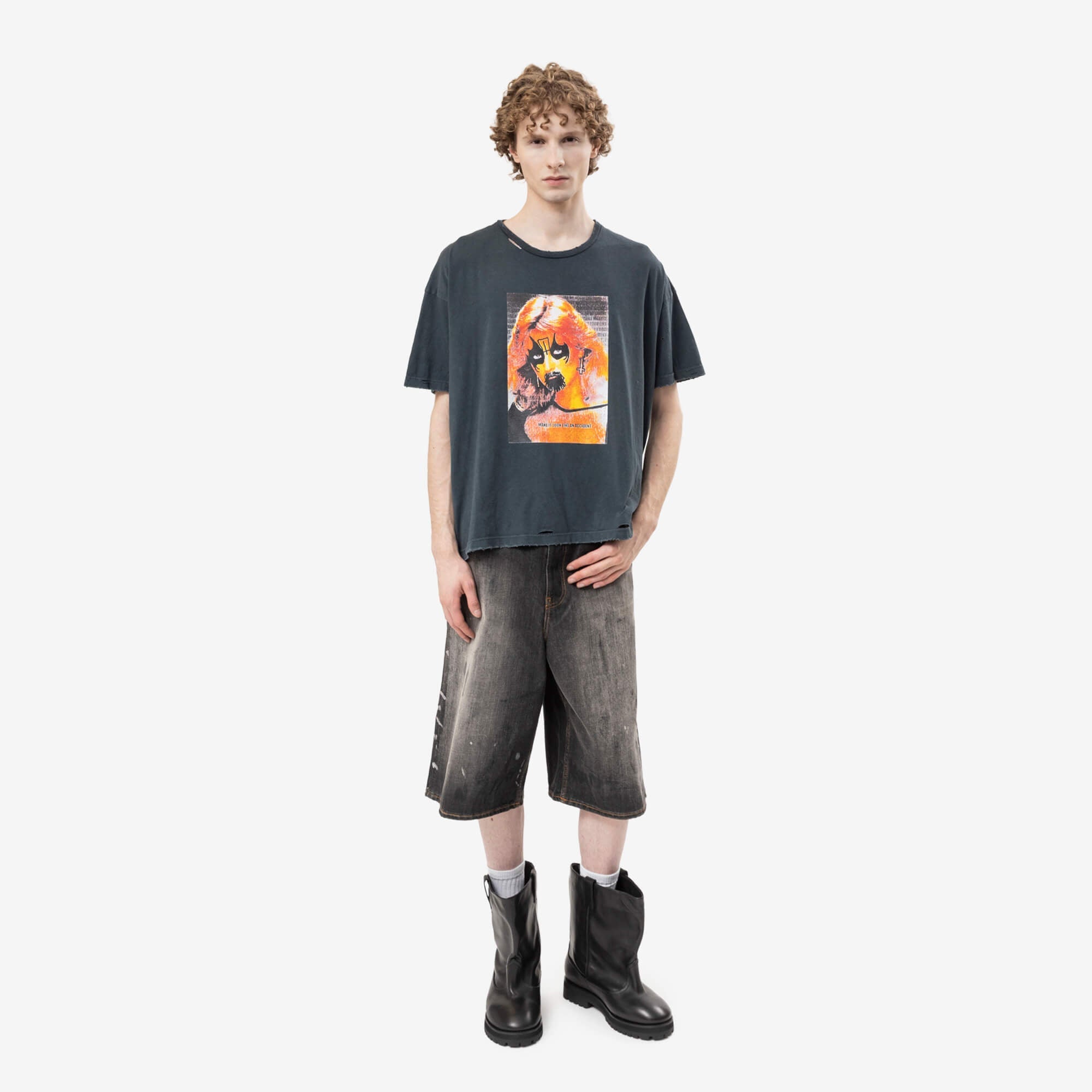 Marking Distance Distressed Accident T-Shirt Ash Black-2
