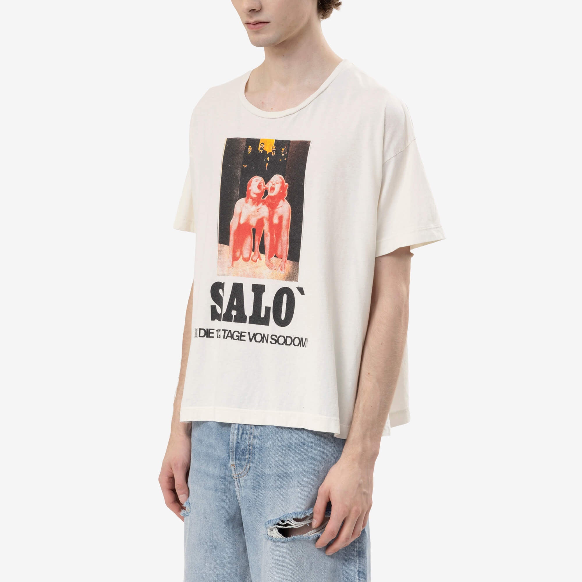 Marking Distance Distressed Salo T-Shirt Natural White-3