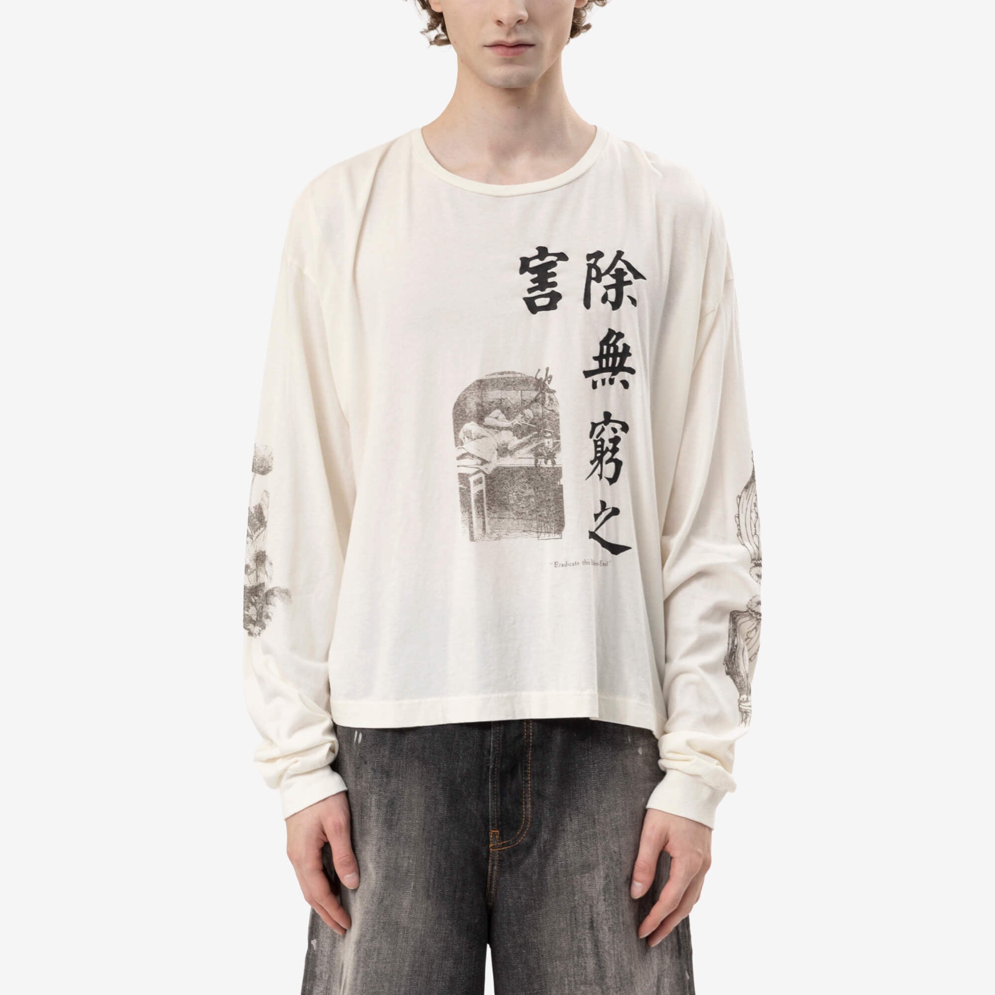 Marking Distance Poppy Long Sleeve T-Shirt Natural White-1