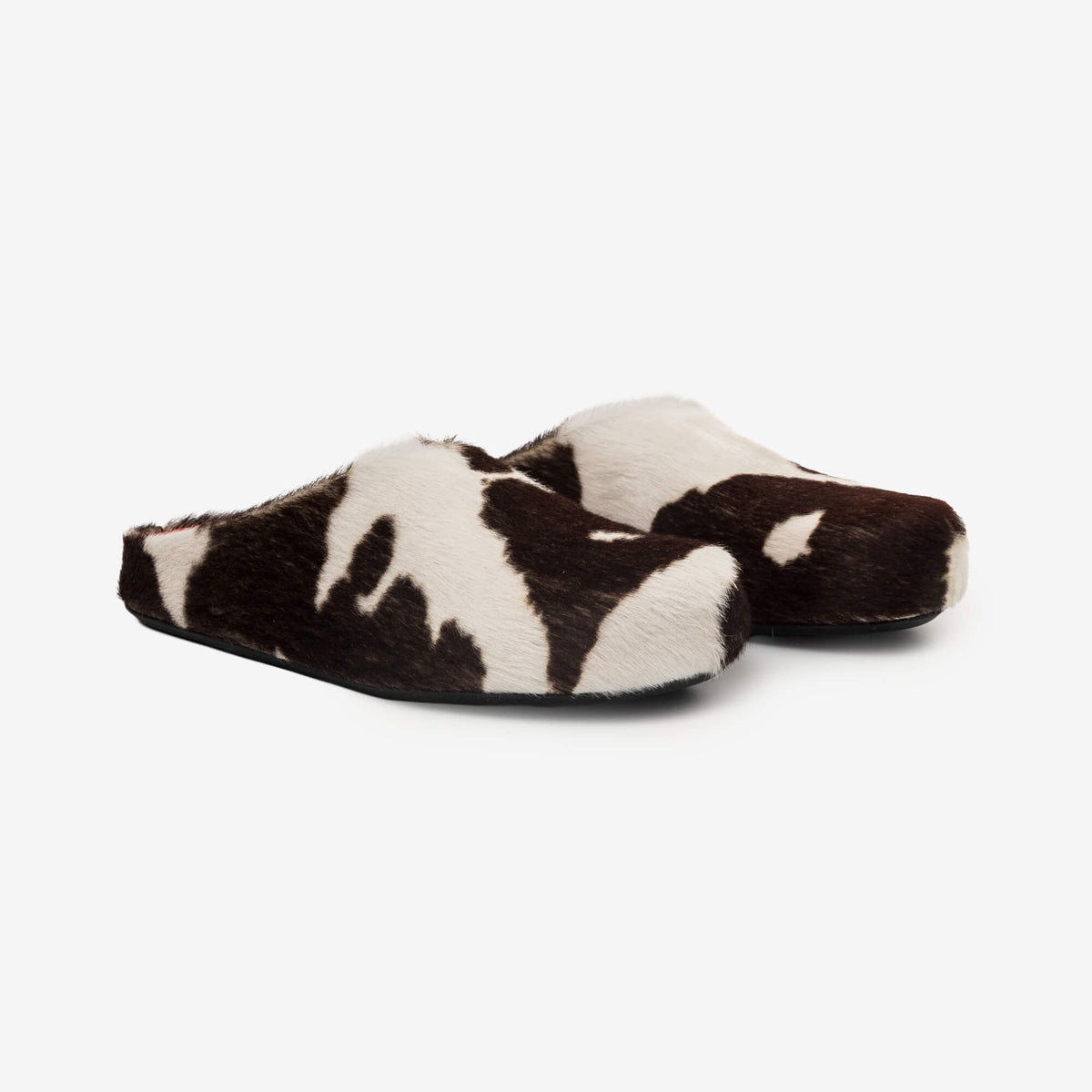 MARNI Cow Print Pony Hair Fussbett Sabot Lily White/Brown-1