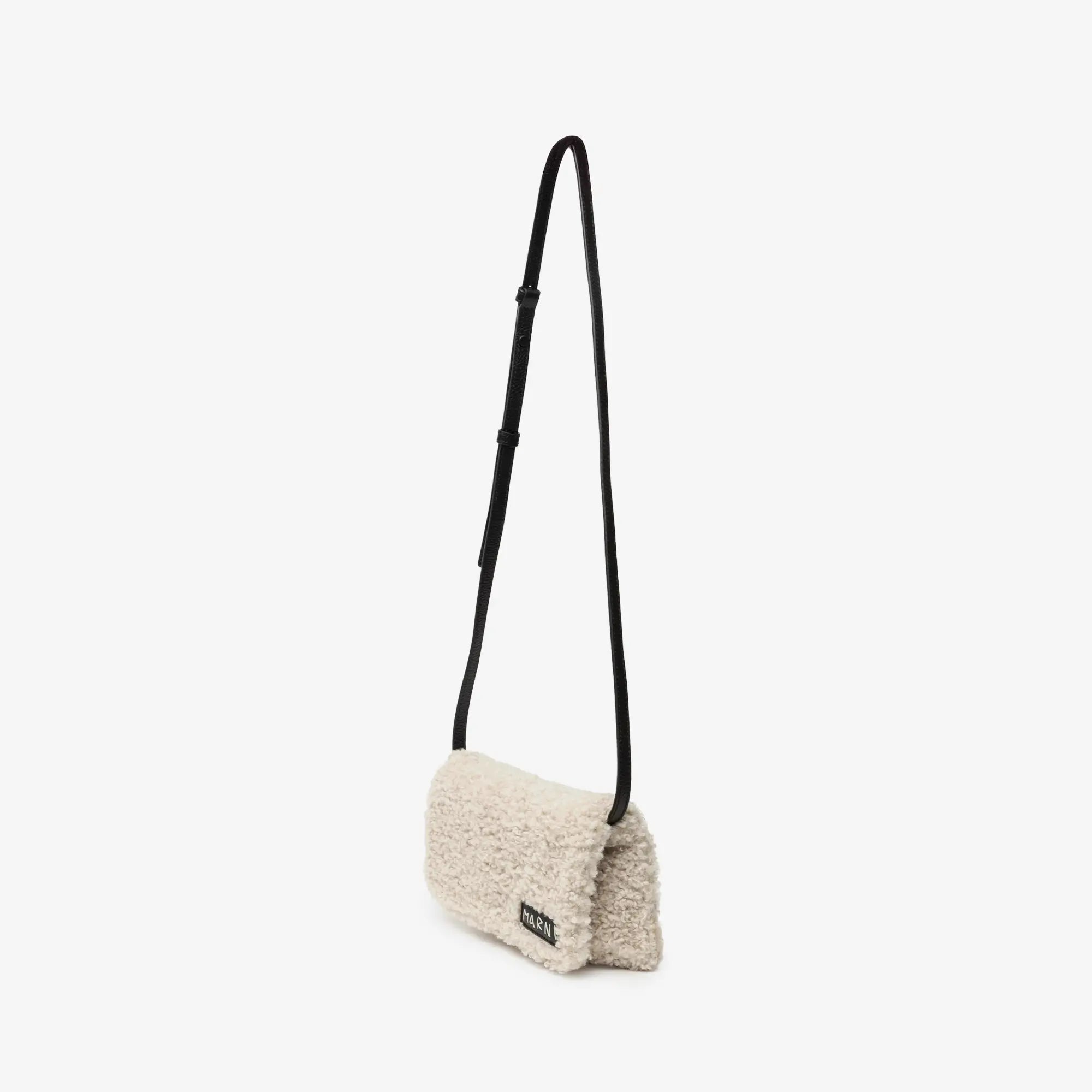 MARNI Curly Fur Crossbody Bag Silk White - 3