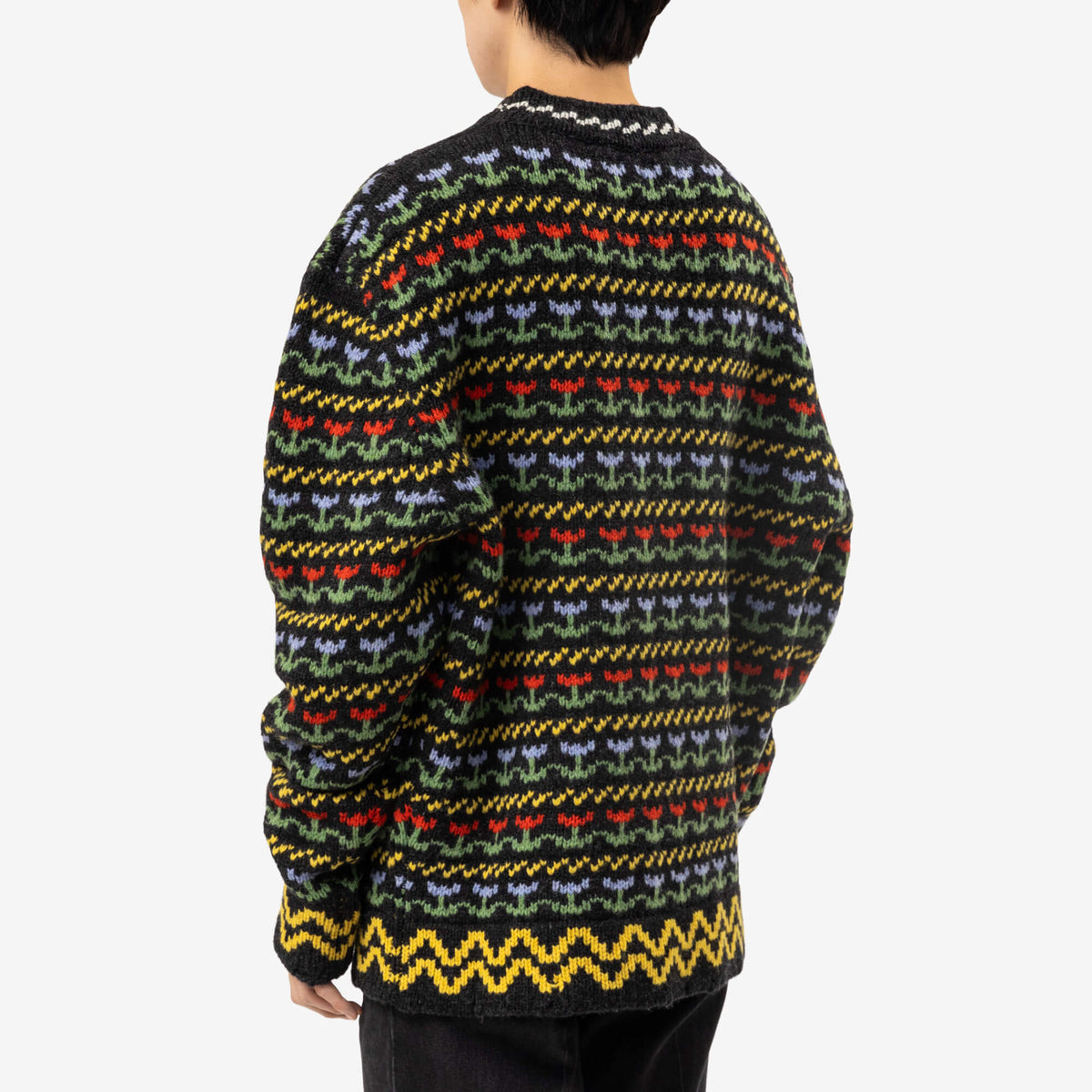 MARNI Fairisle Shetland Wool Sweater Charcoal-4