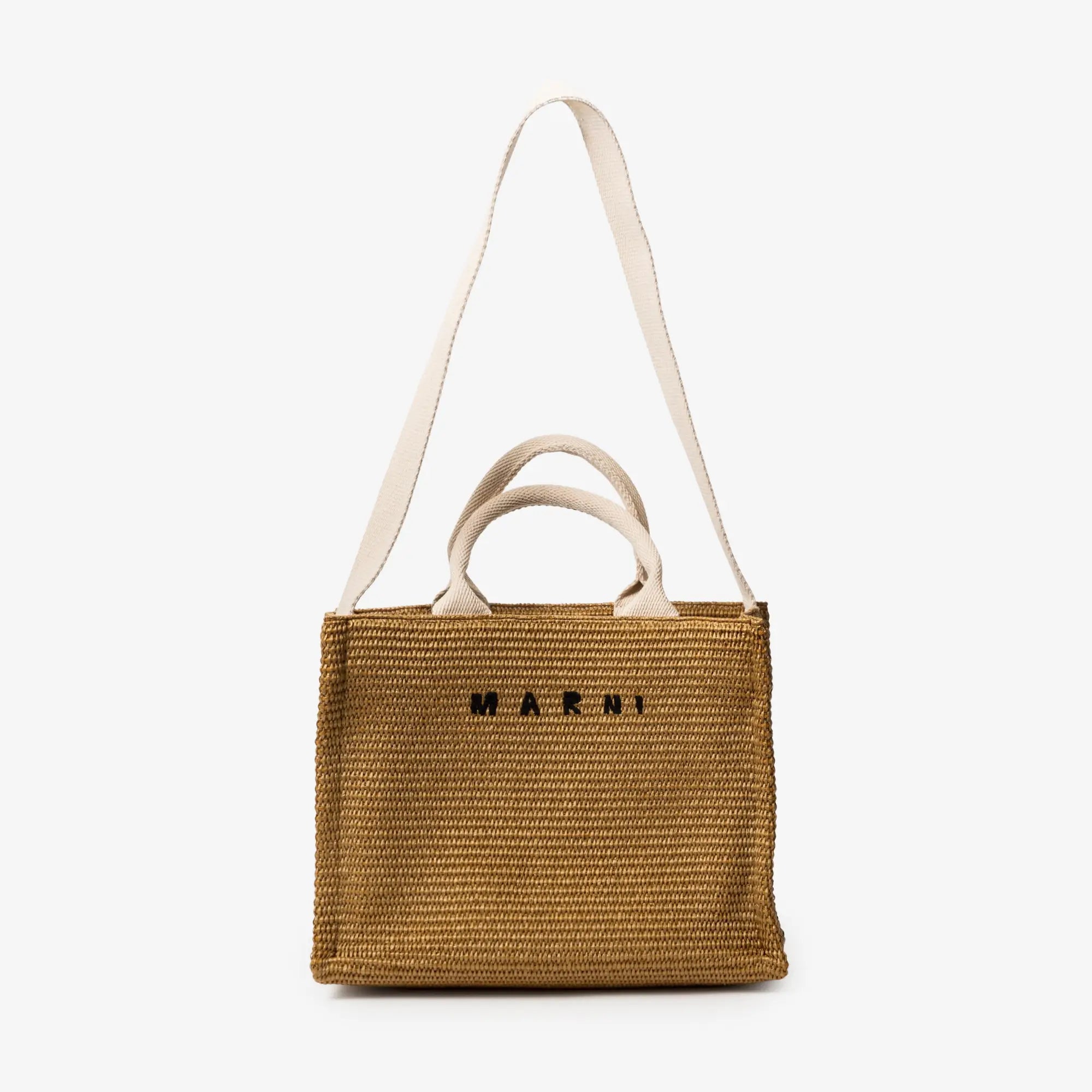 MARNI Raffia - Effect East - West Small Tote Bag Rawsienna/Natural - 1