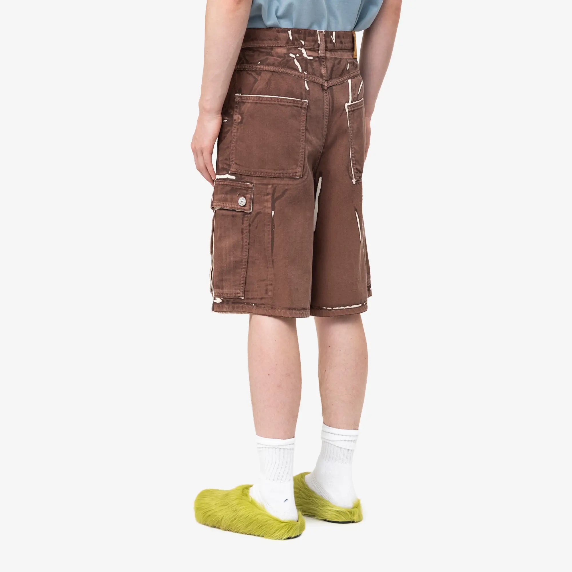 MARNI Screen Printed Denim Cargo Shorts Tobacco - 4