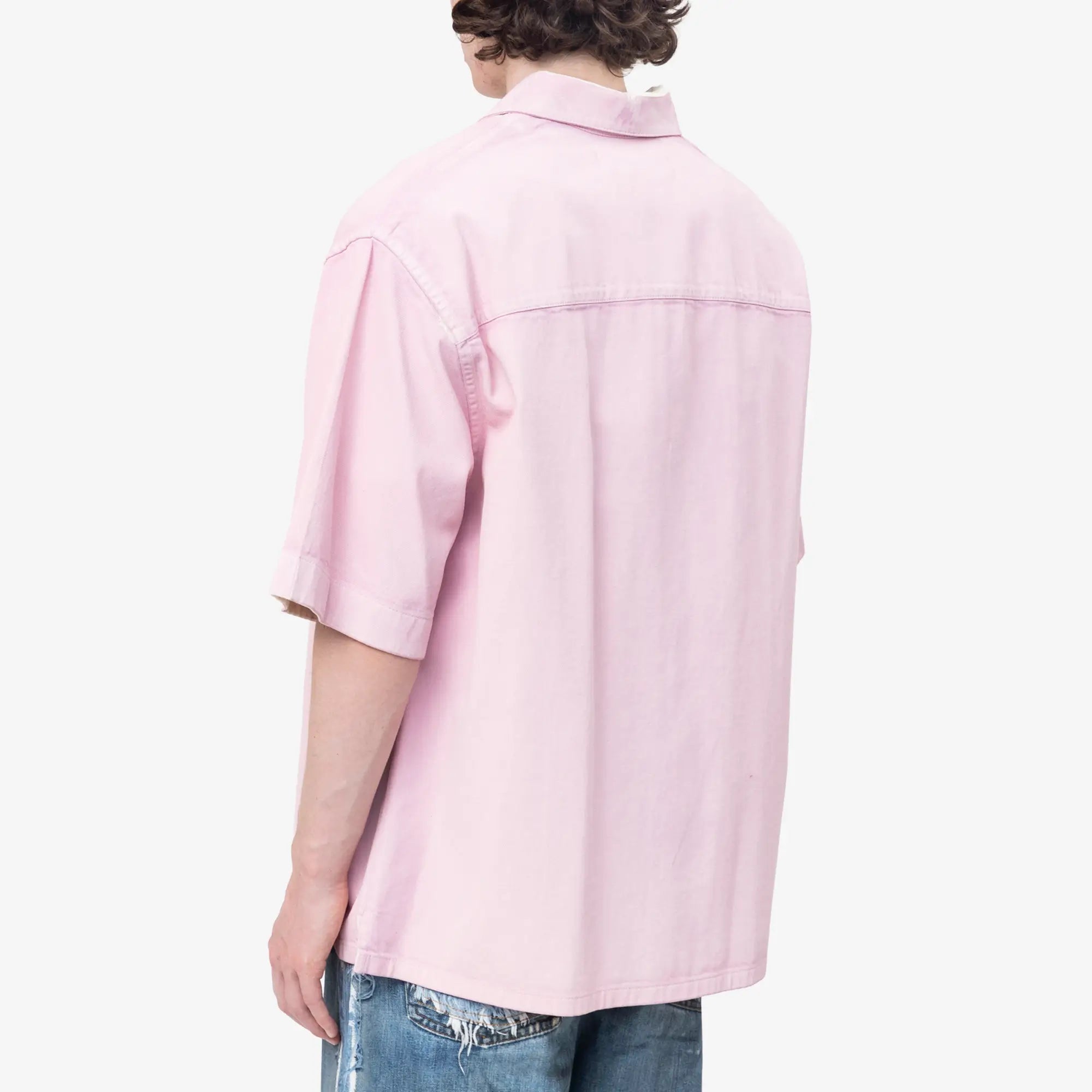 MARNI Screen Printed Light Denim SS Shirt Pink Gummy - 4