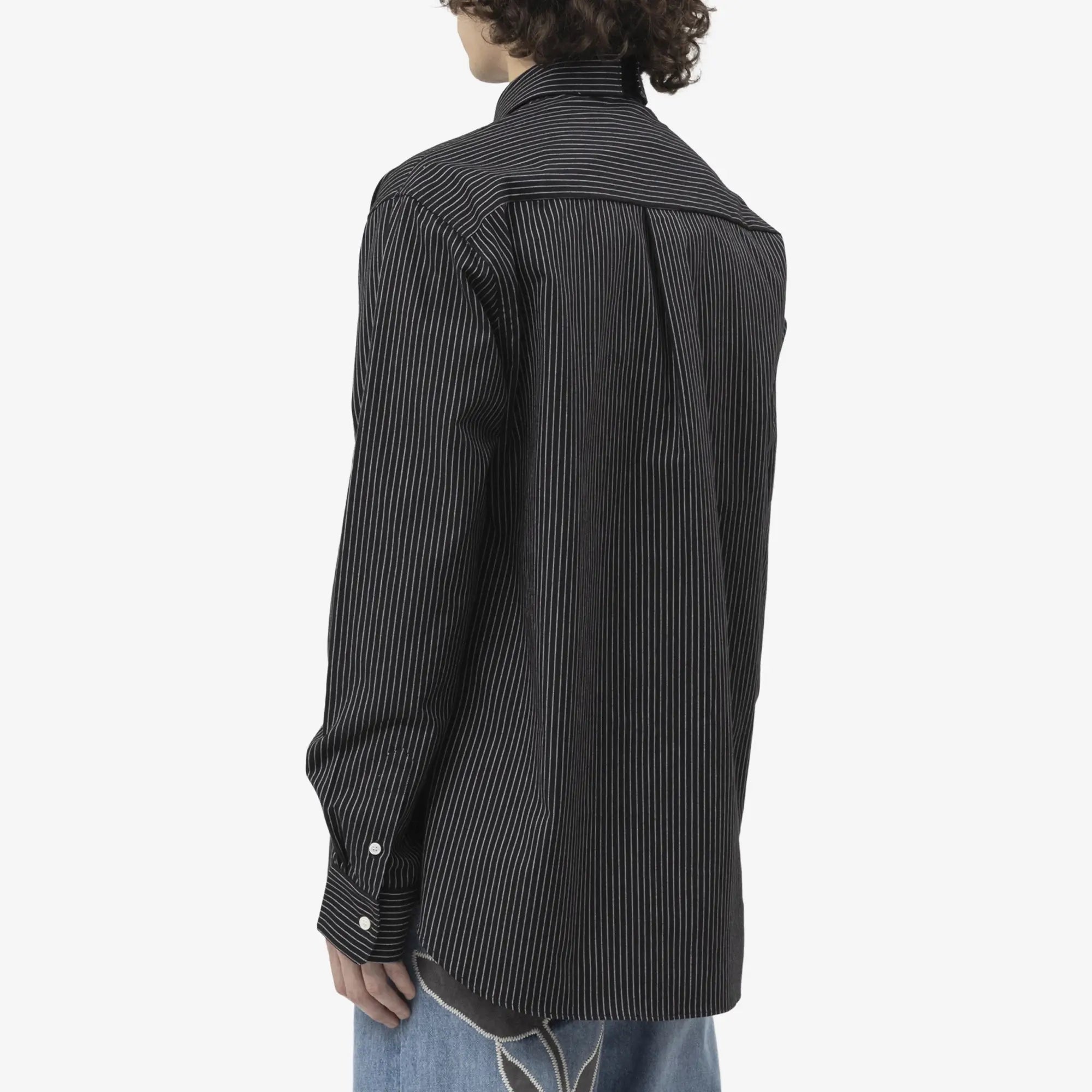 MARNI Striped Pocket Logo Shirt Black - 4