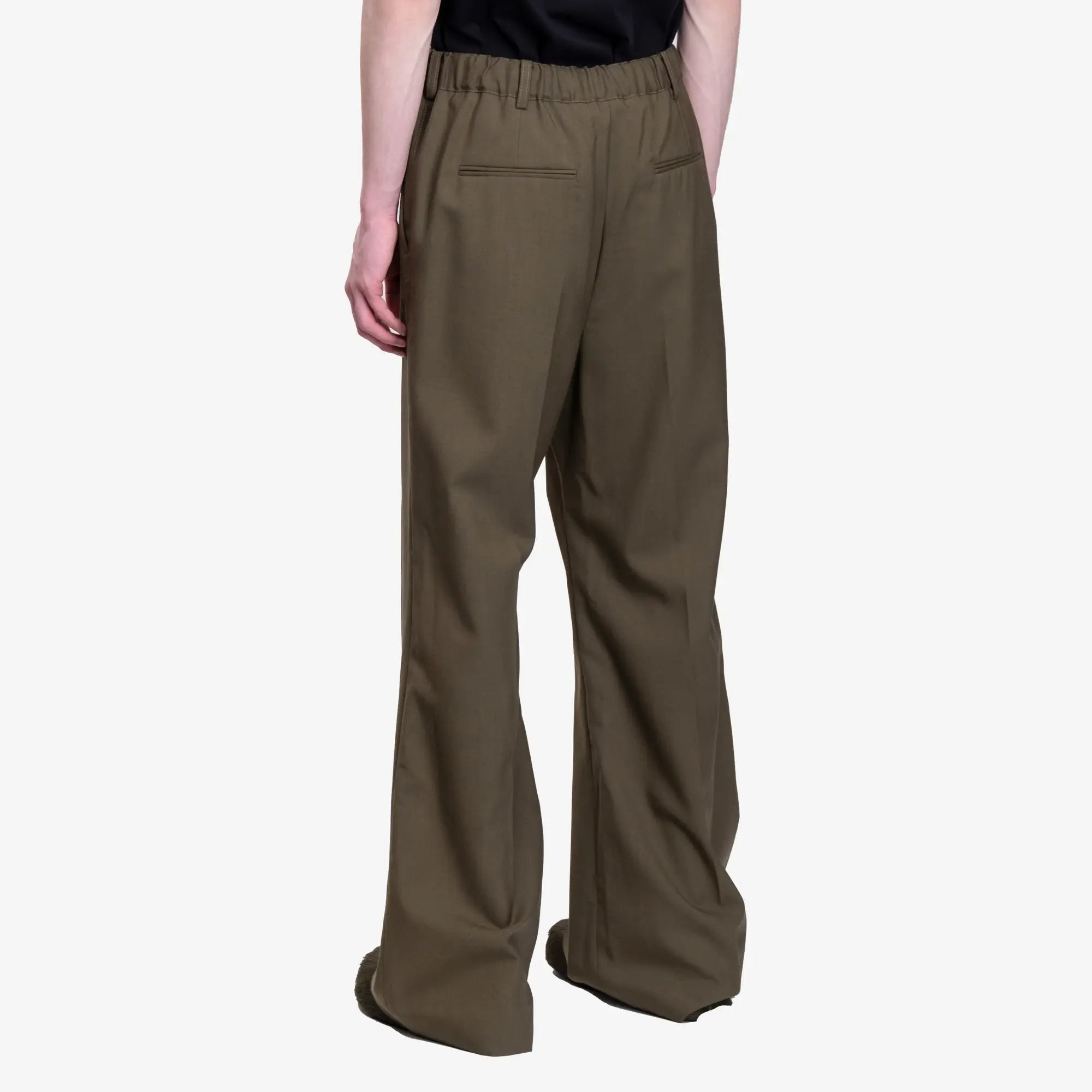 MARNI Tropical Wool Flared Pants Deep Sage - 4