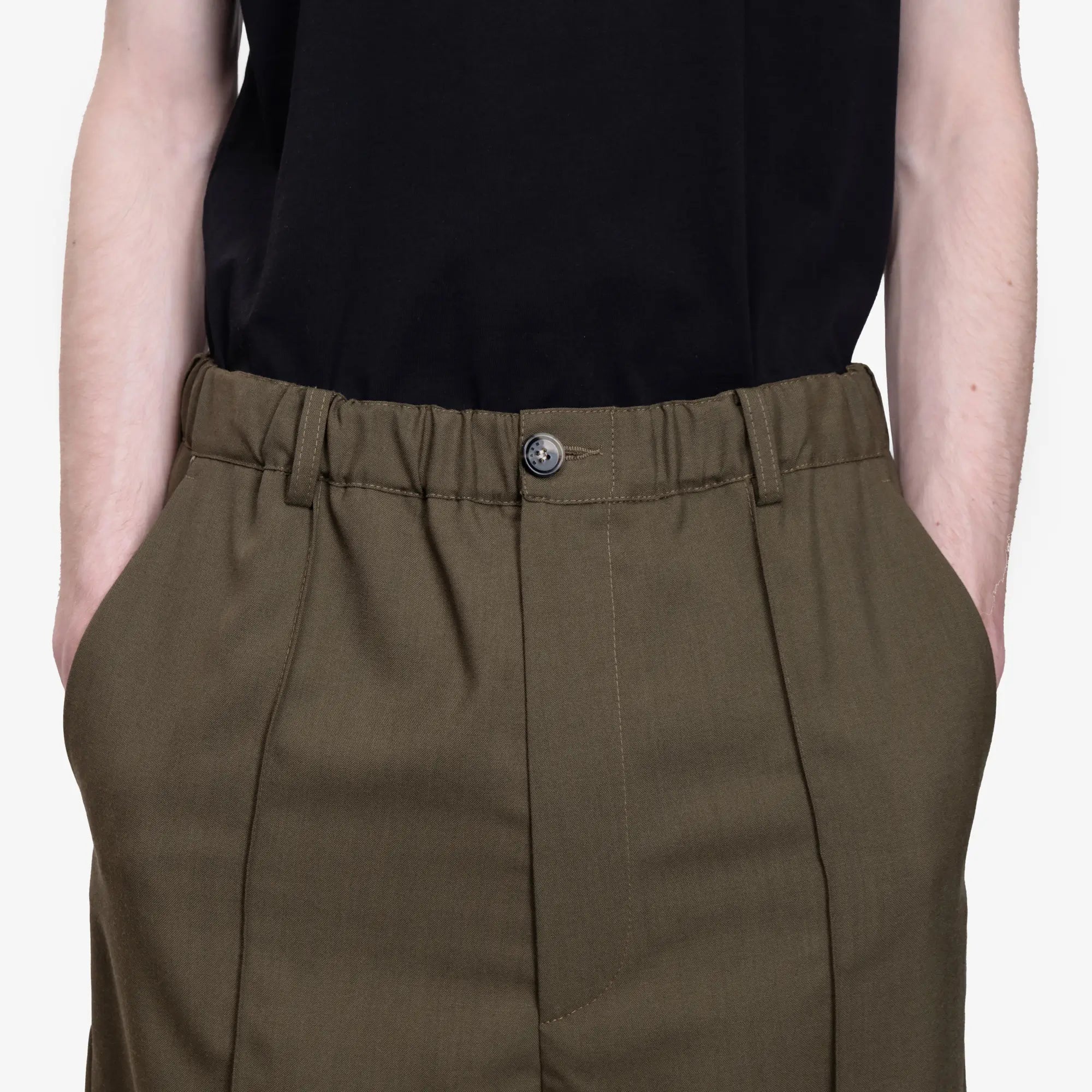 MARNI Tropical Wool Flared Pants Deep Sage - 5