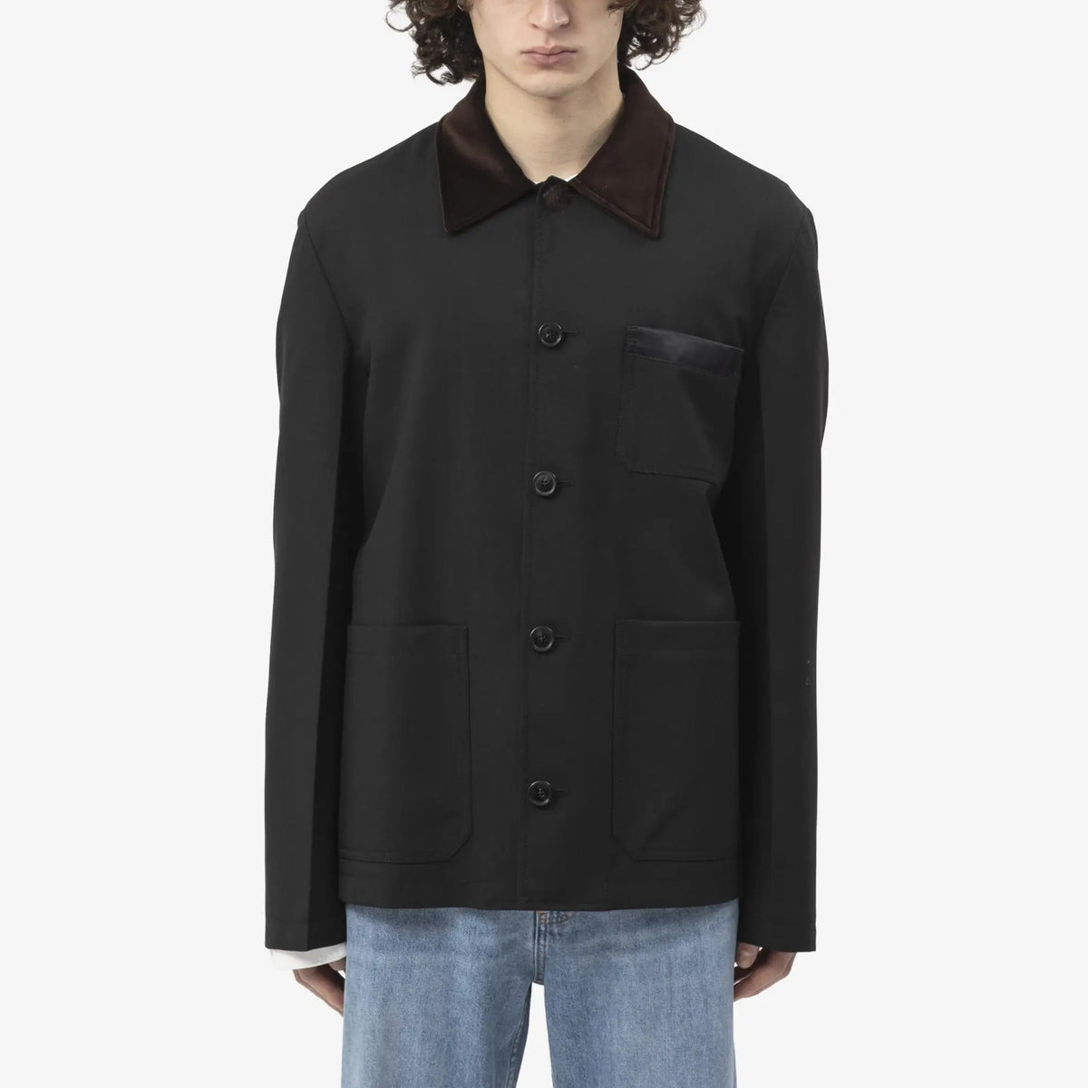 2022ss MARNI black黒　ウール100 レーヨン ジャケット　44 Marni Tropical Wool Workwear Jacket in Black