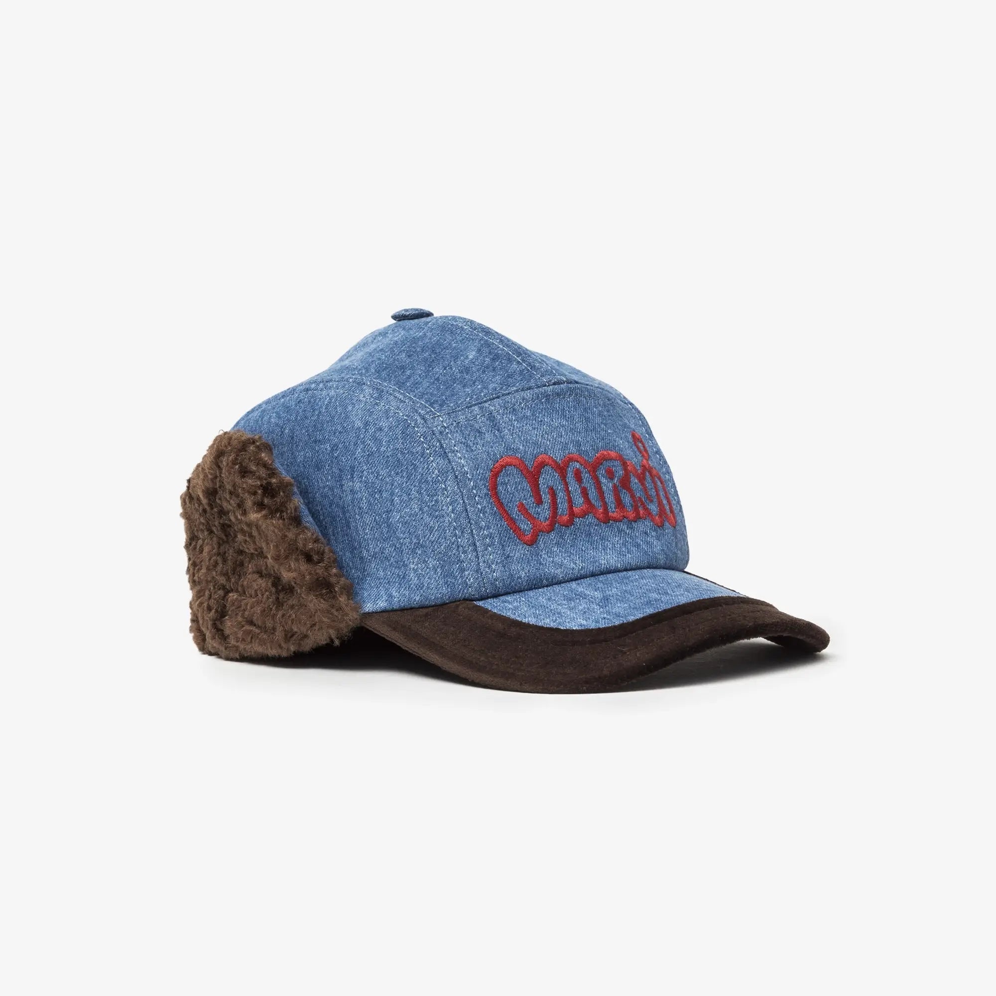 MARNI Washed Bull Denim Trapper Hat Deep Blue - 3