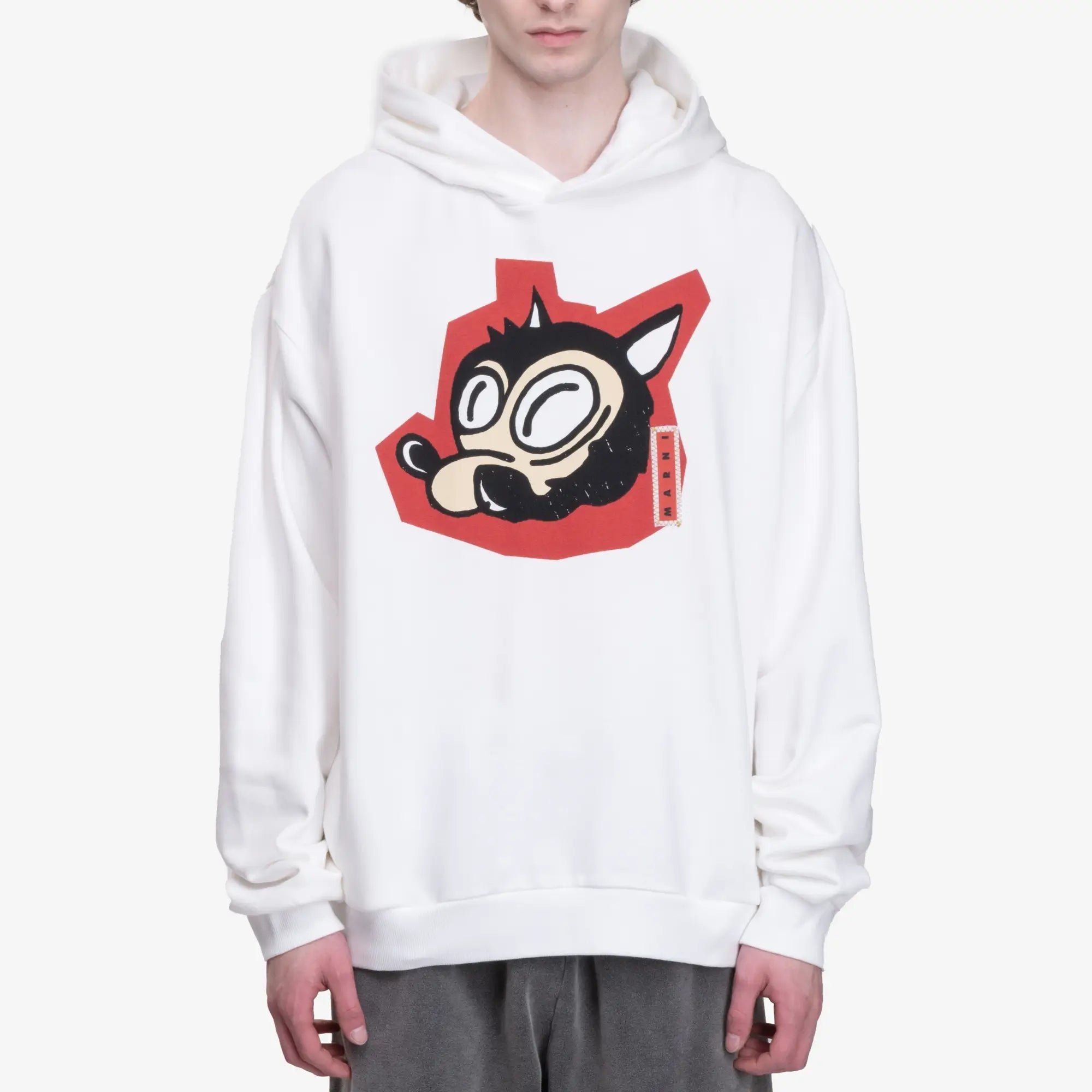 MARNI Wolf Hoodie Lily White - 1