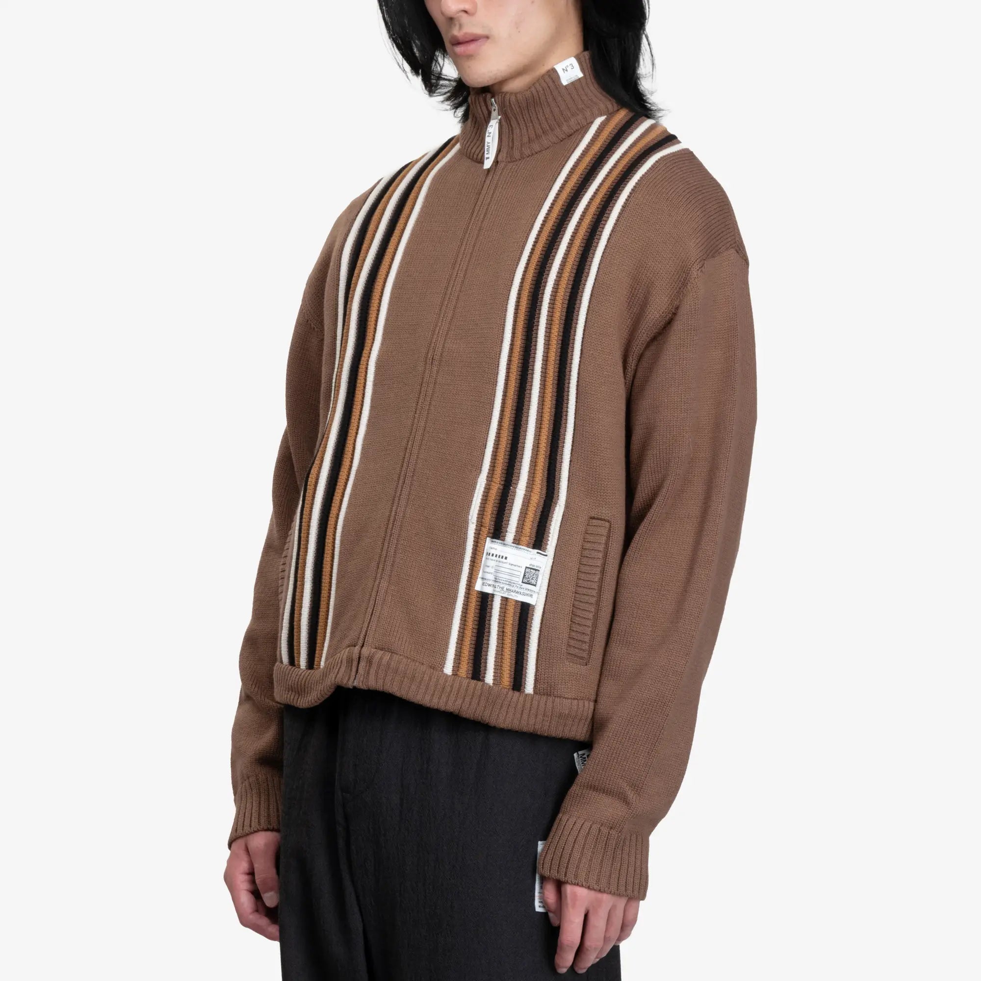 Mihara Yasuhiro Bedwin Bulky Knit Zip Cardigan Brown - 3