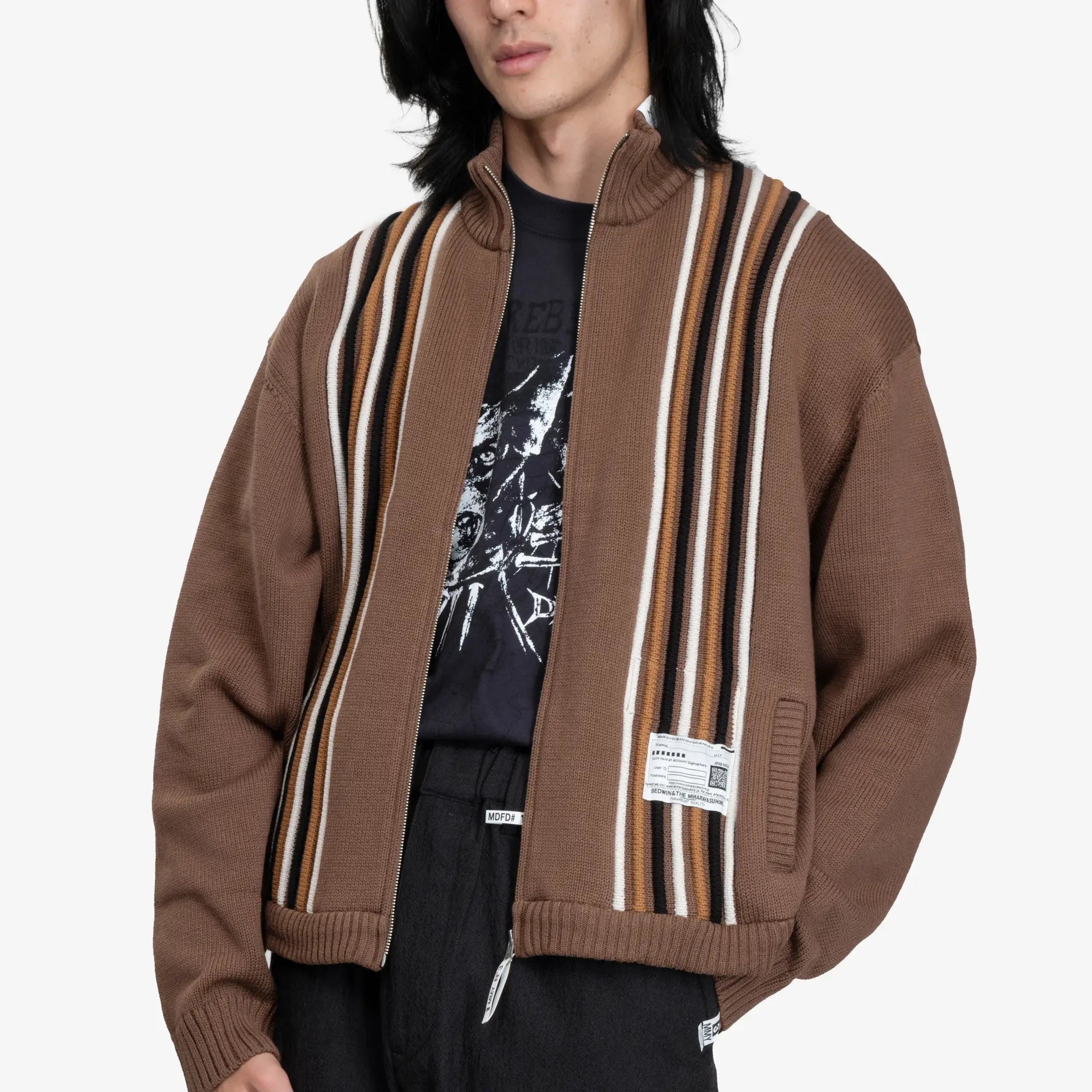 Mihara Yasuhiro Bedwin Bulky Knit Zip Cardigan Brown - 5