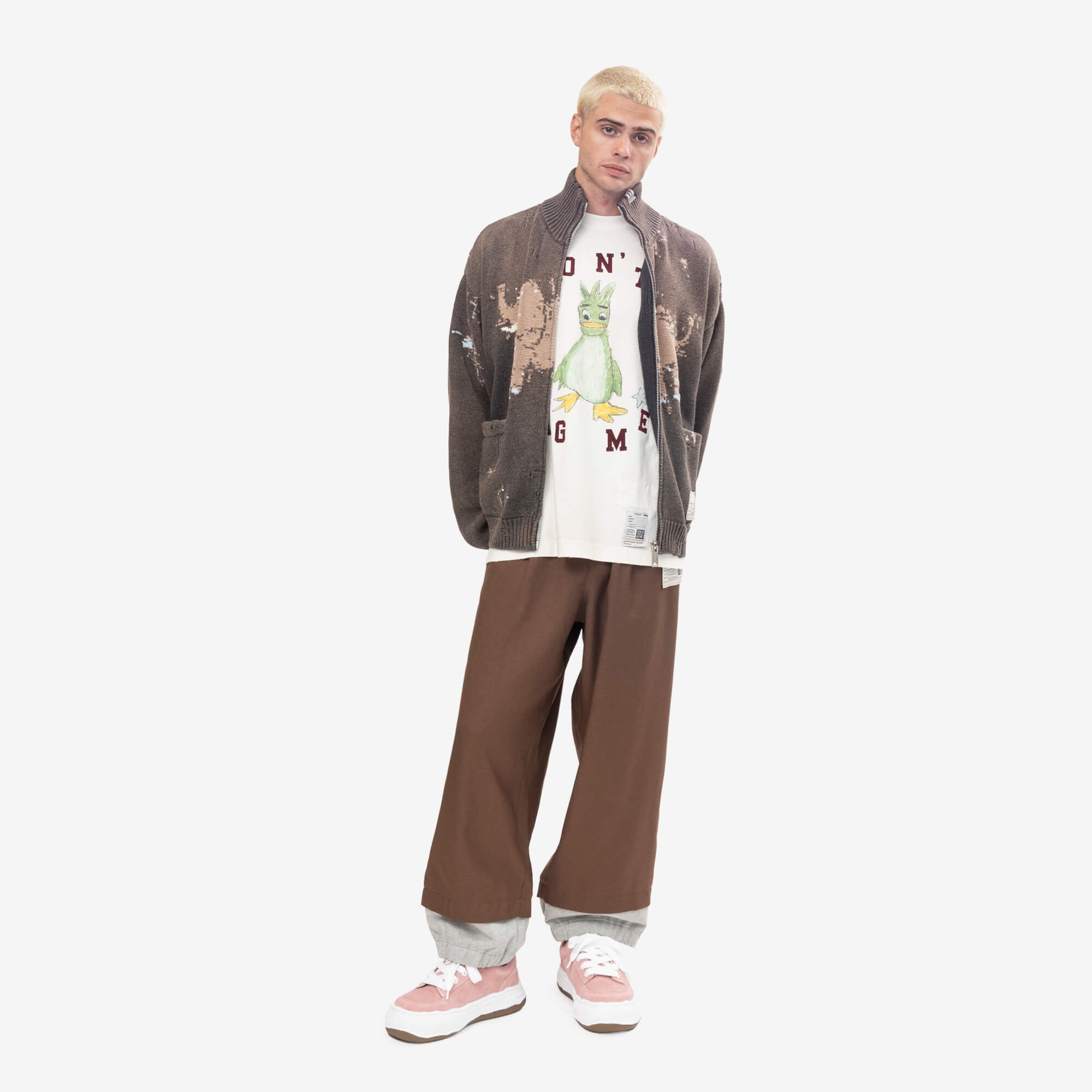 Mihara Yasuhiro Bottom Layered Twill Trousers Brown-2