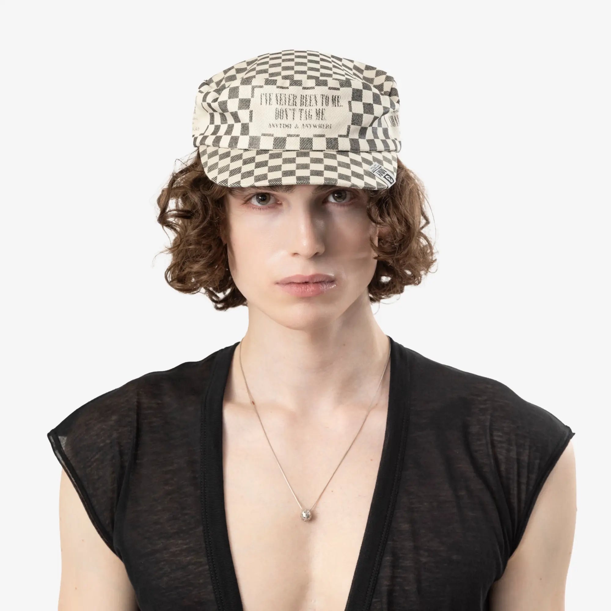 Mihara Yasuhiro Checker Conductor Cap Beige - 2