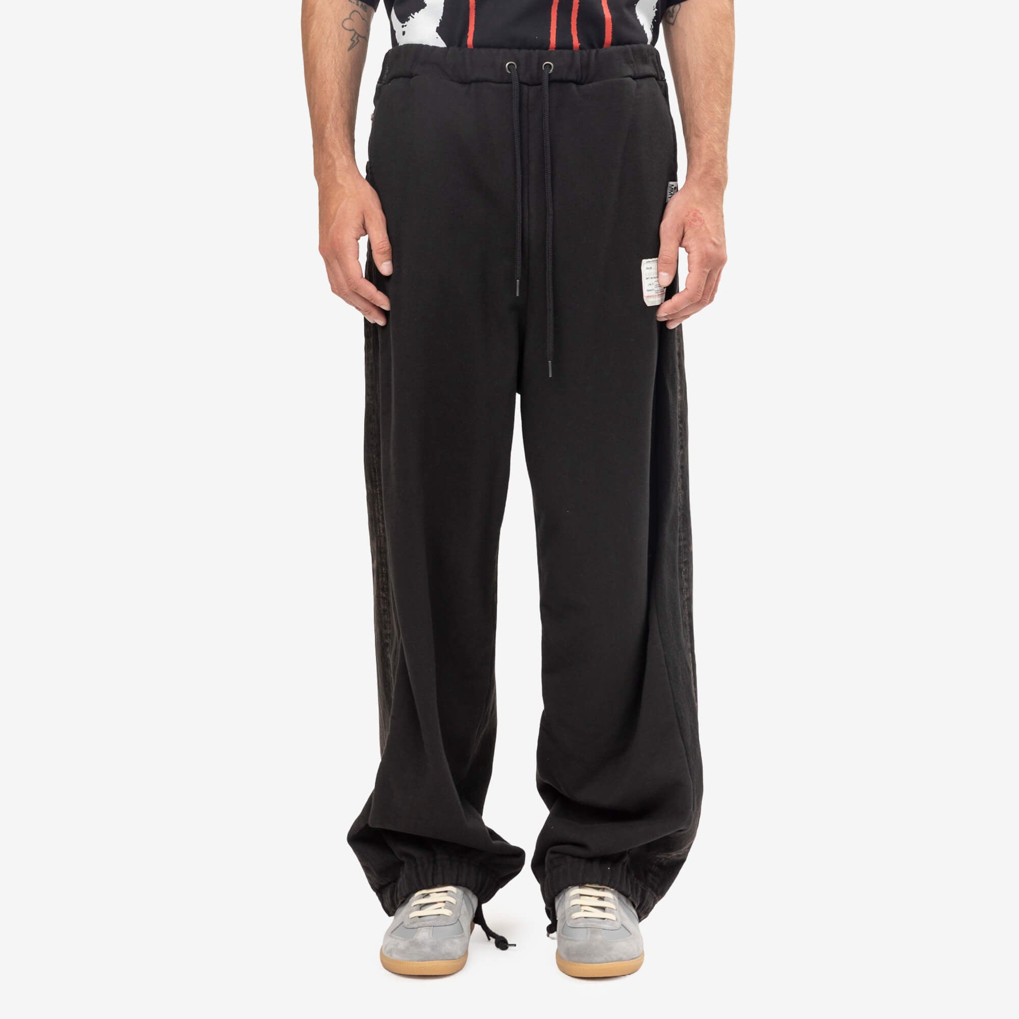 Mihara Yasuhiro Combined Denim Sweat Pants Black-1