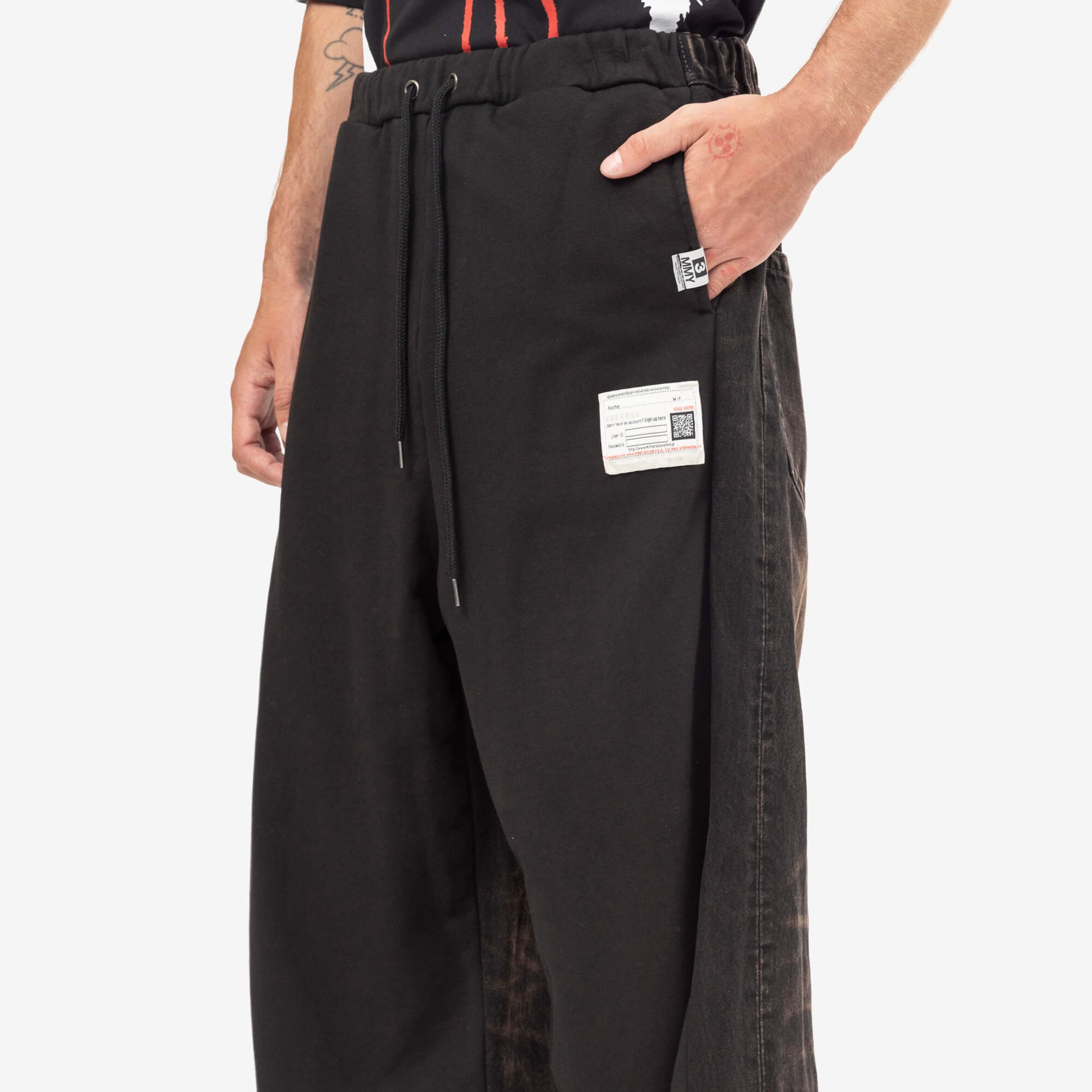Mihara Yasuhiro Combined Denim Sweat Pants Black-5