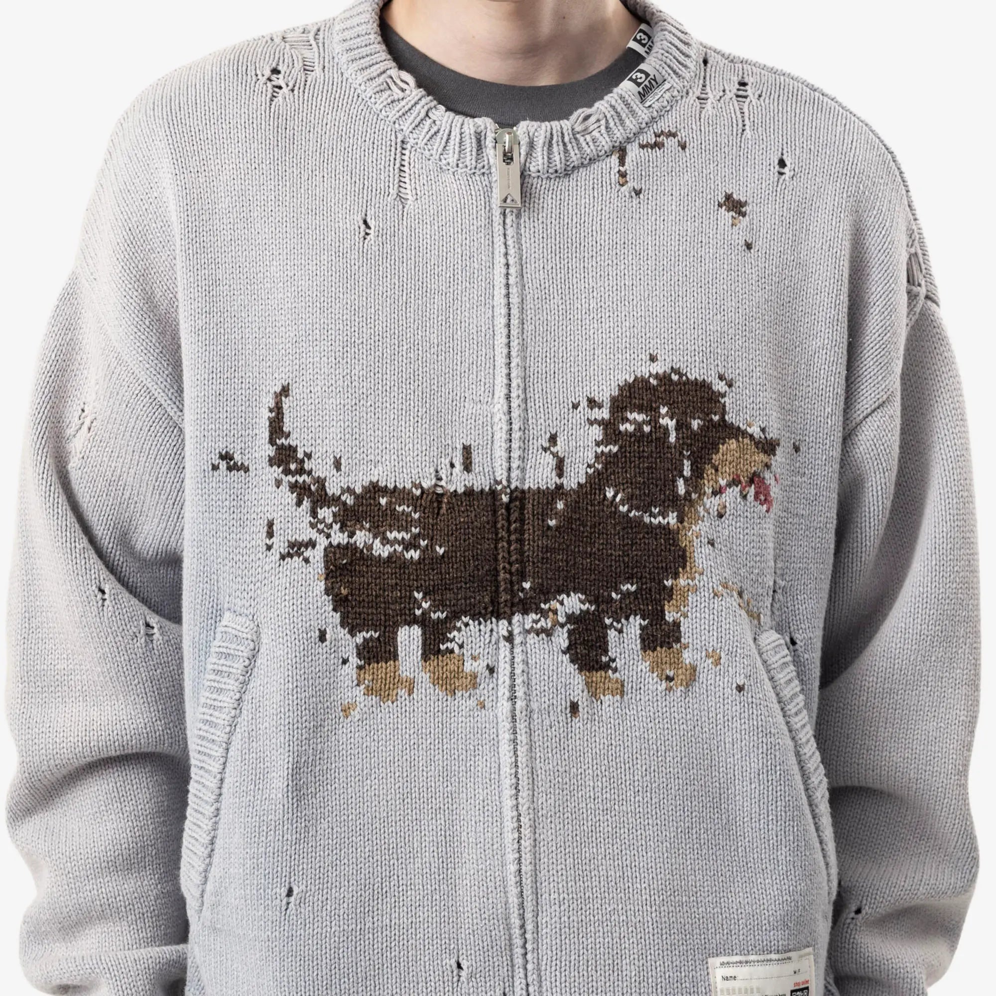 Mihara Yasuhiro Dog Cardigan Blue - 5