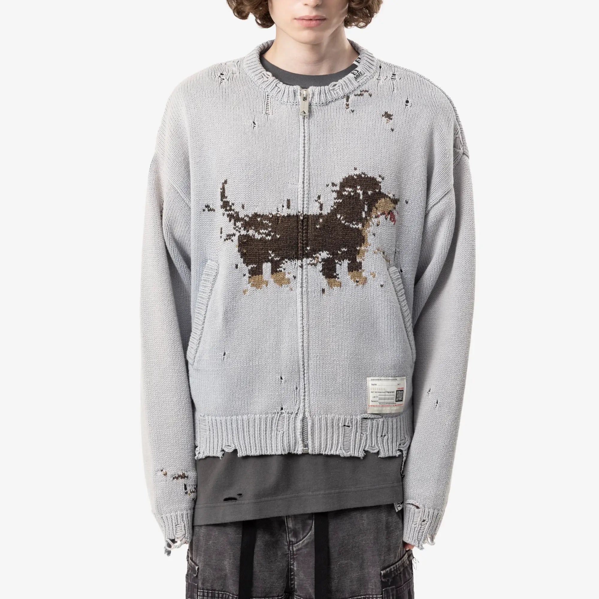 Mihara Yasuhiro Dog Cardigan Blue - 1